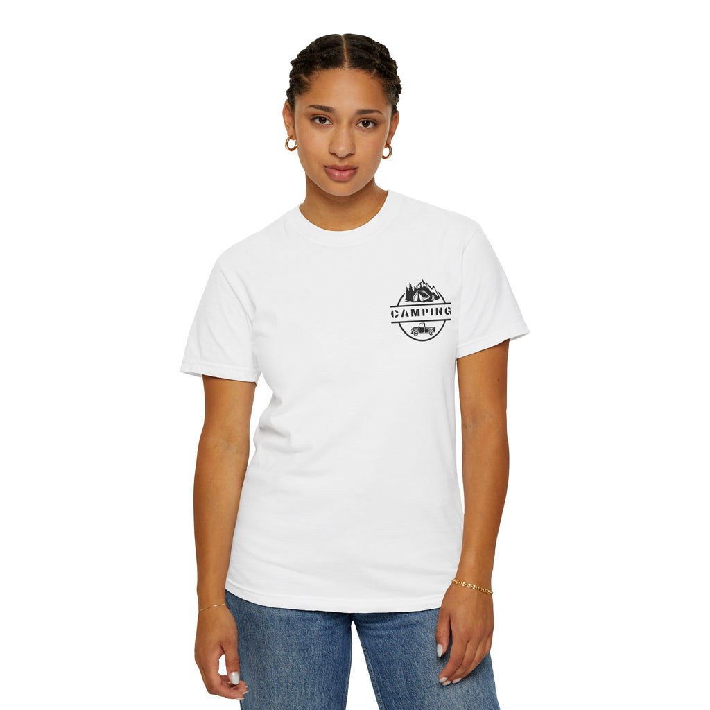 Leafen Camping Unisex Garment-Dyed T-shirt, Casual Wear, Summer Vibe, Gift for Friends, Relaxed Everyday Style