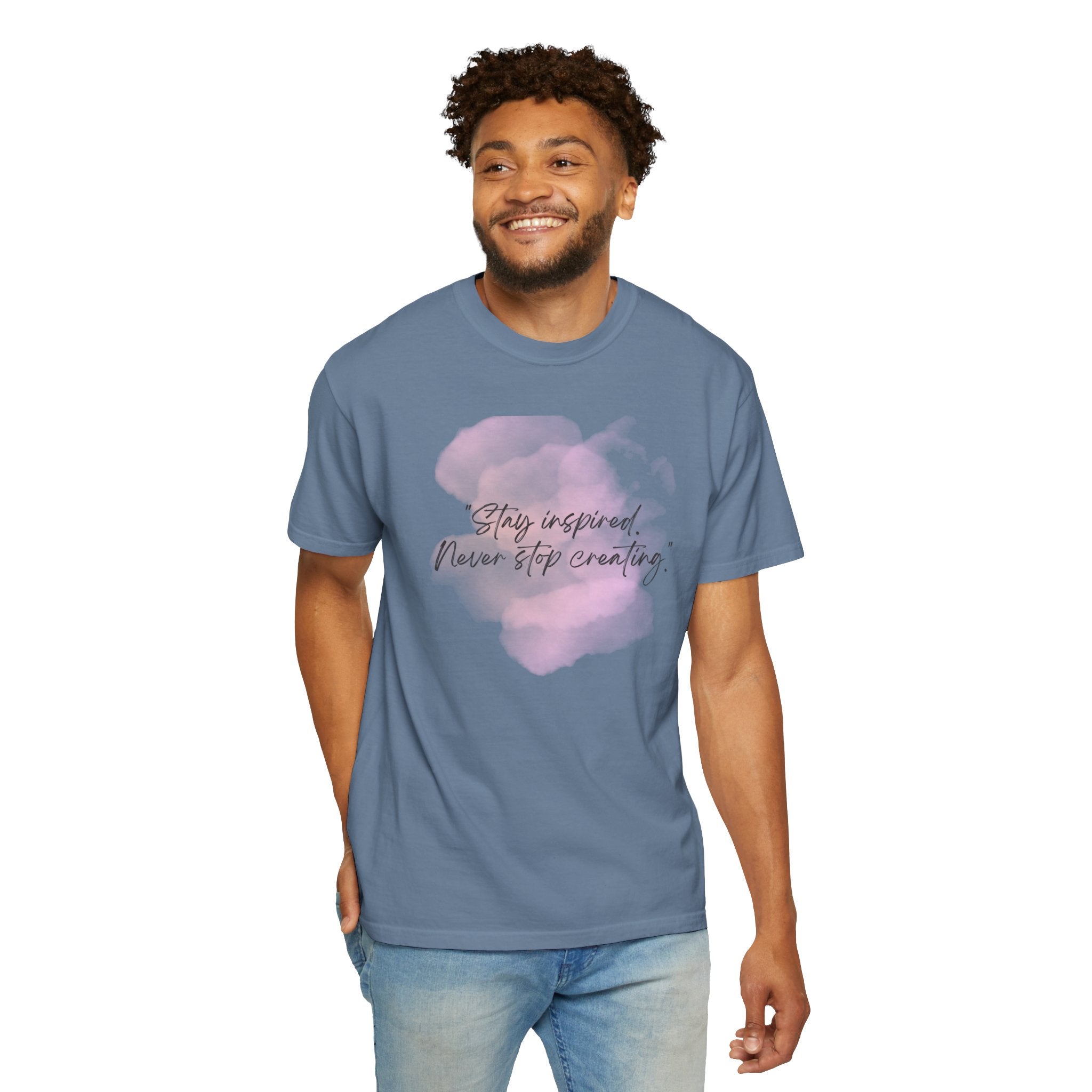 Leafen Stay Inspired Unisex Garment-Dyed T-shirt, Casual Wear, Summer Vibe, Gift for Friends, Relaxed Everyday Style