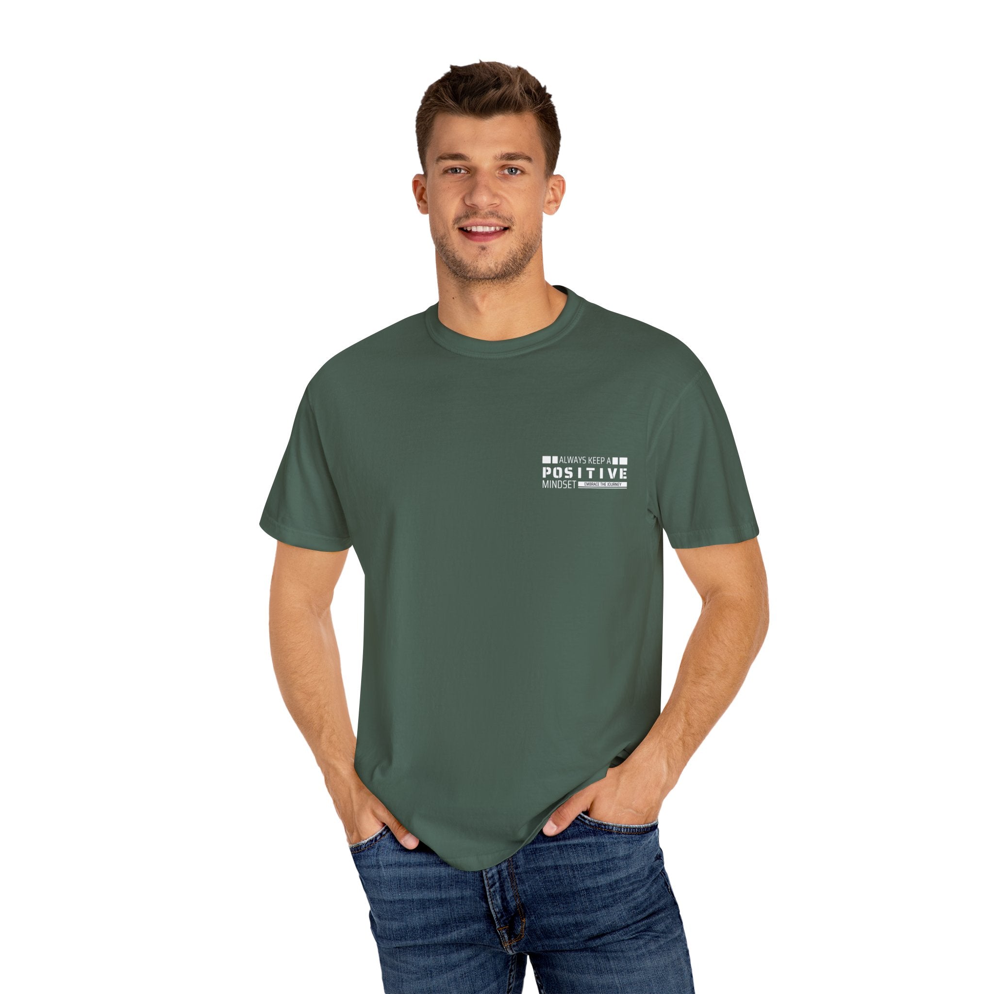 Leafen Positive Vibe Unisex Garment-Dyed T-shirt, Casual Wear, Summer Vibe, Gift for Friends, Relaxed Everyday Style