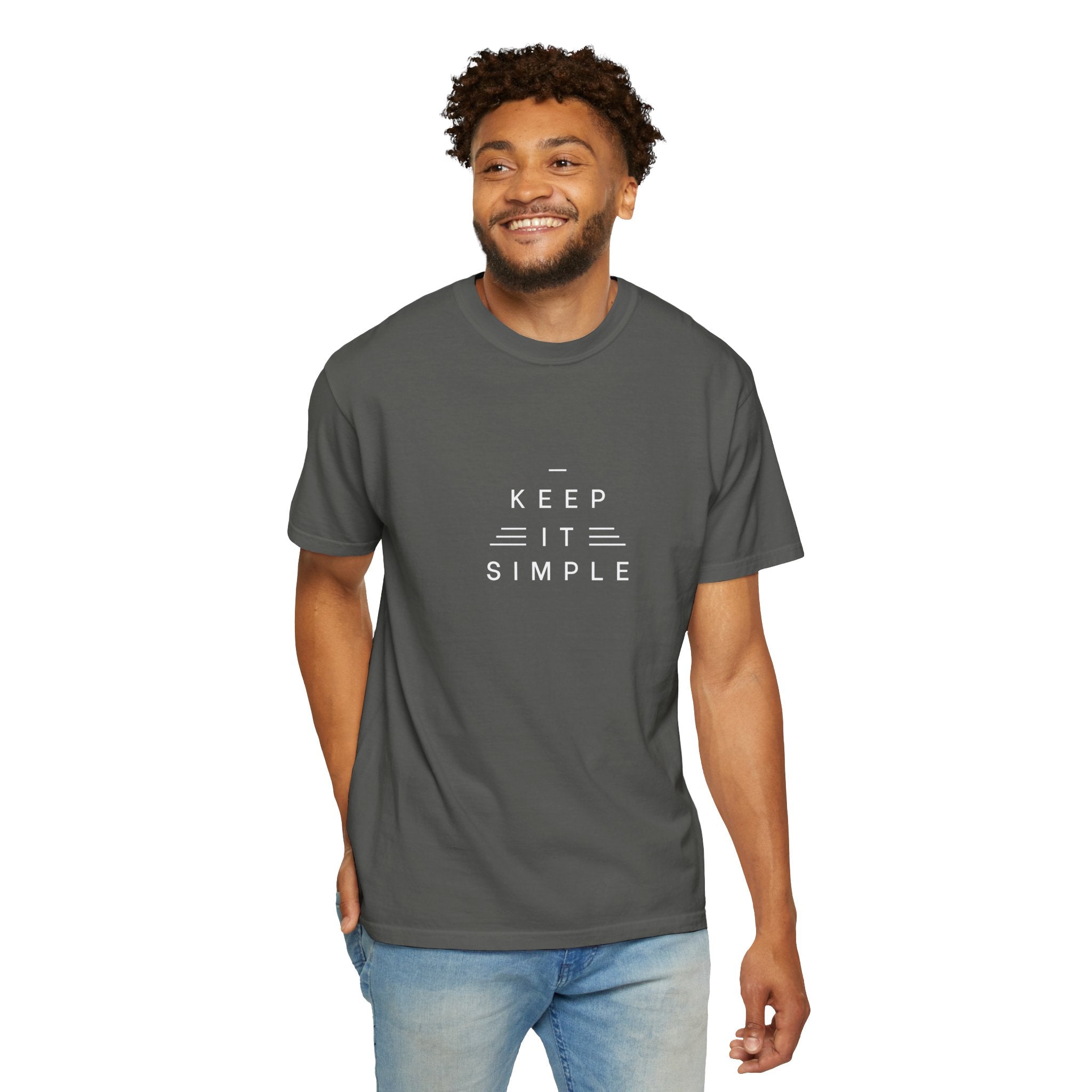 Leafen Keep it Simple Unisex Garment-Dyed T-shirt, Casual Wear, Summer Vibe, Gift for Friends, Relaxed Everyday Style