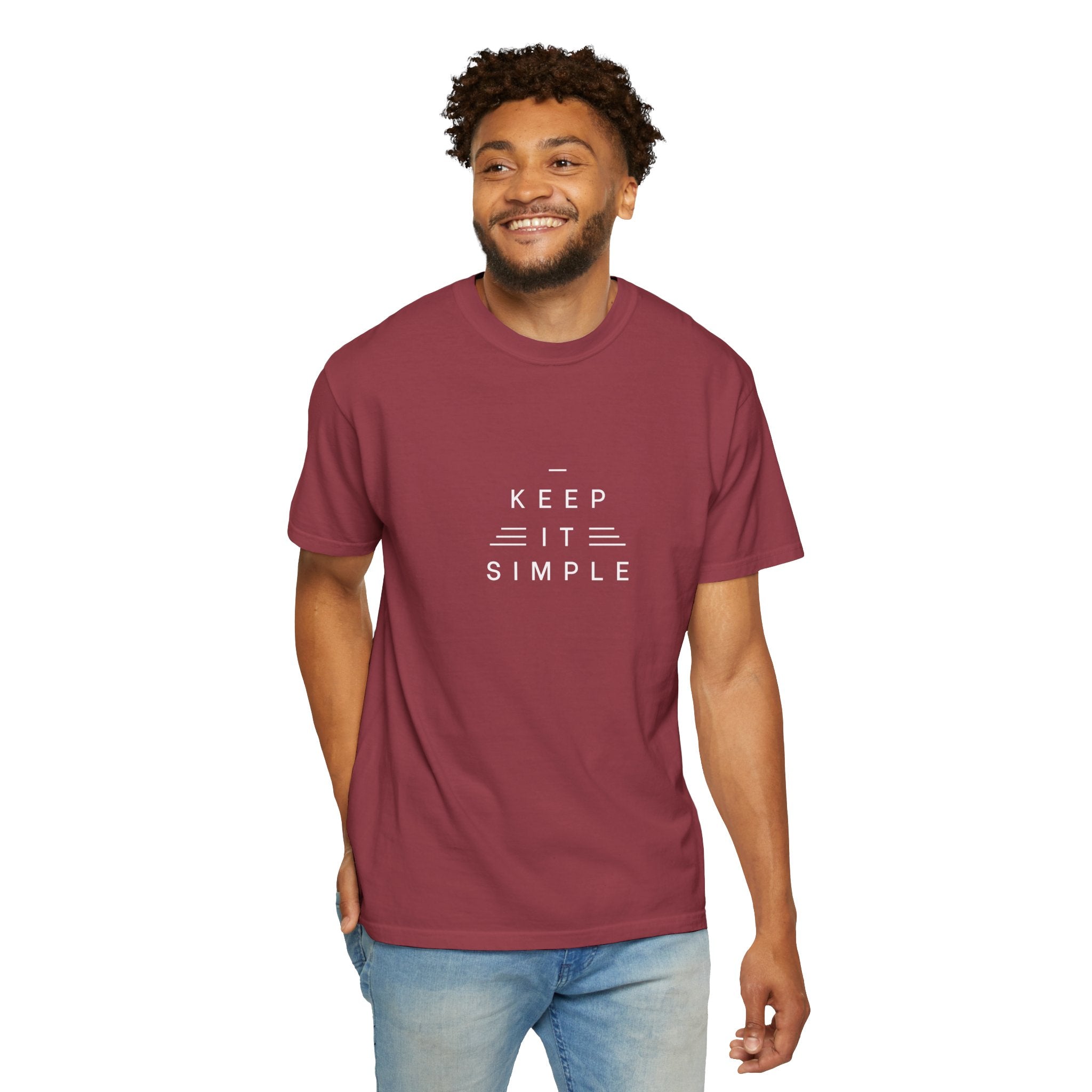 Leafen Keep it Simple Unisex Garment-Dyed T-shirt, Casual Wear, Summer Vibe, Gift for Friends, Relaxed Everyday Style