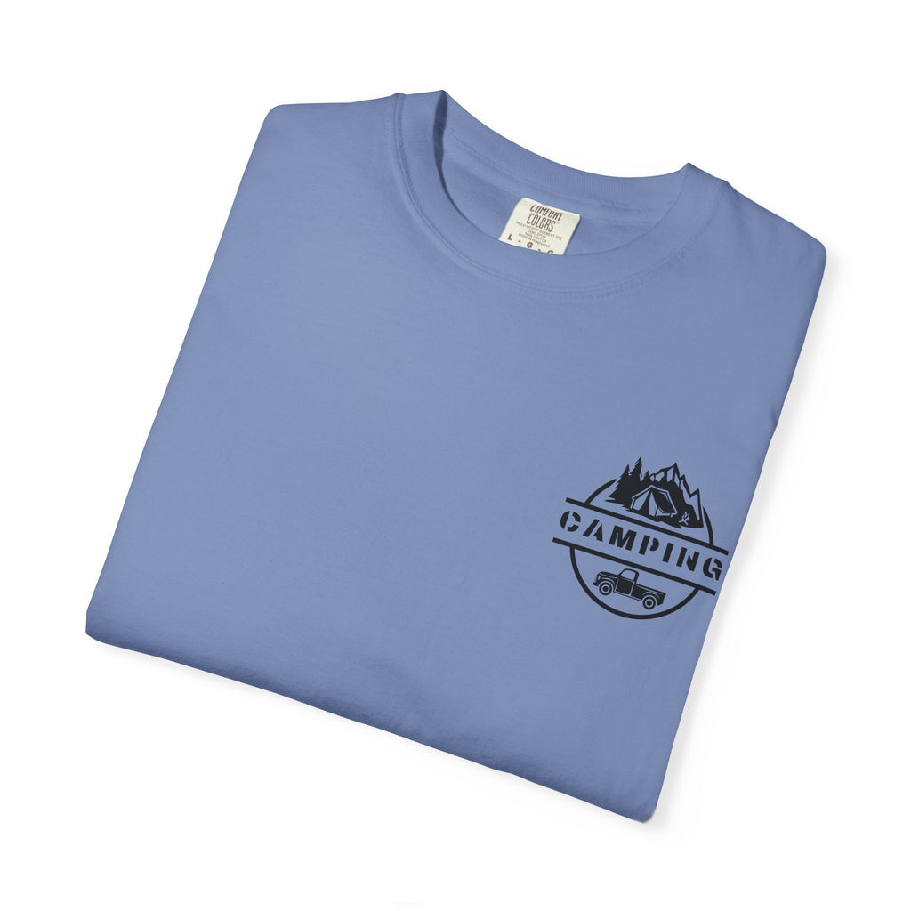 Leafen Camping Unisex Garment-Dyed T-shirt, Casual Wear, Summer Vibe, Gift for Friends, Relaxed Everyday Style