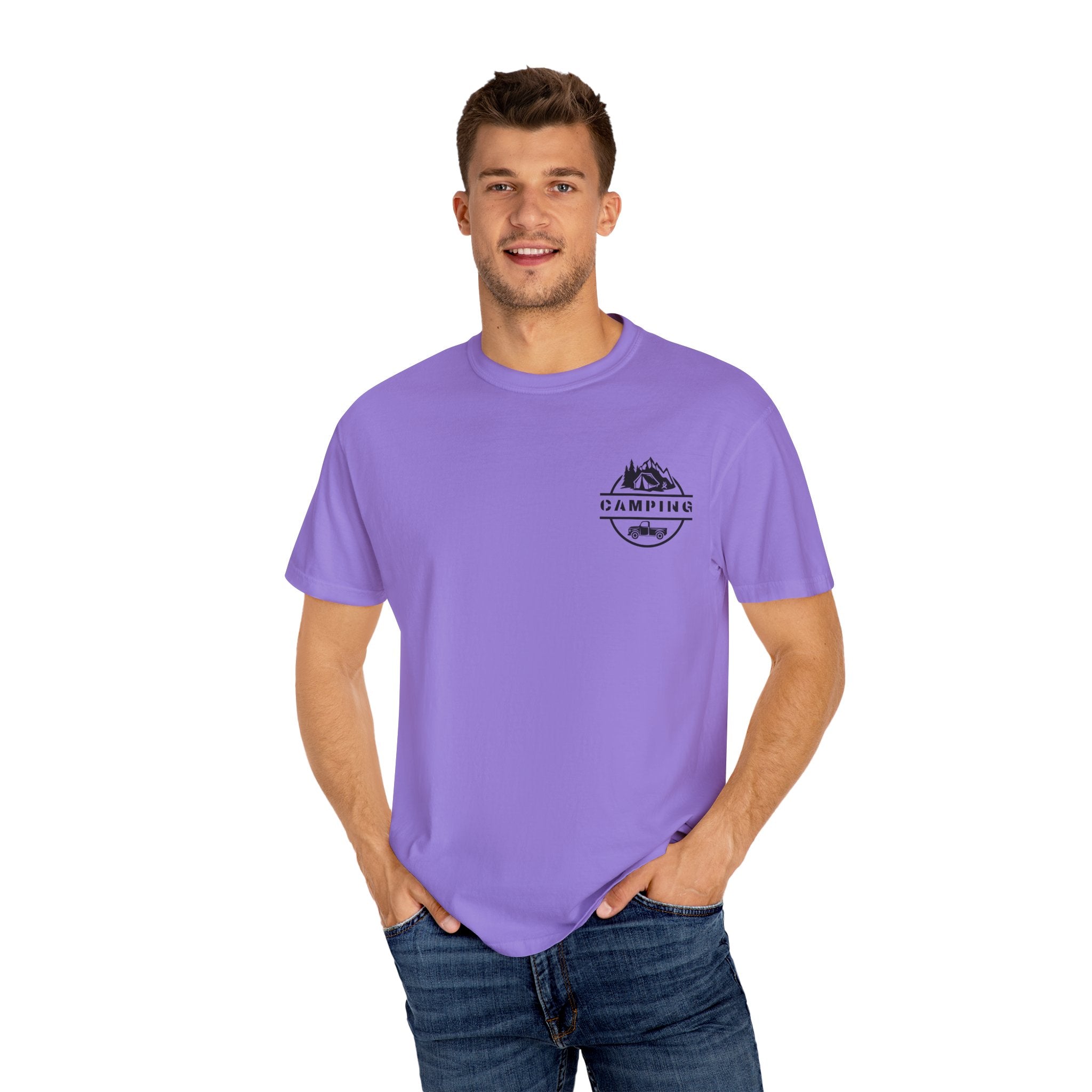 Leafen Camping Unisex Garment-Dyed T-shirt, Casual Wear, Summer Vibe, Gift for Friends, Relaxed Everyday Style