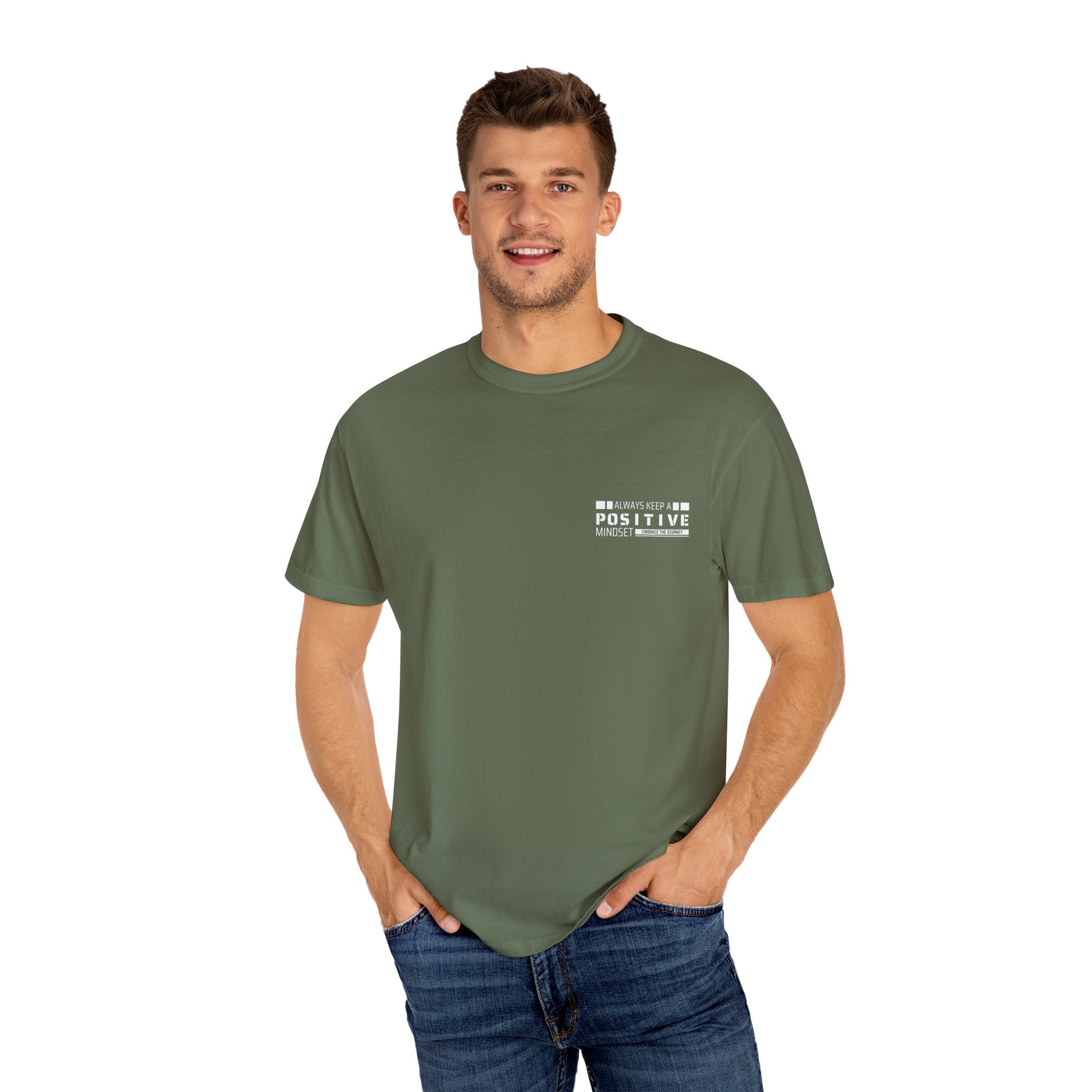 Leafen Positive Vibe Unisex Garment-Dyed T-shirt, Casual Wear, Summer Vibe, Gift for Friends, Relaxed Everyday Style