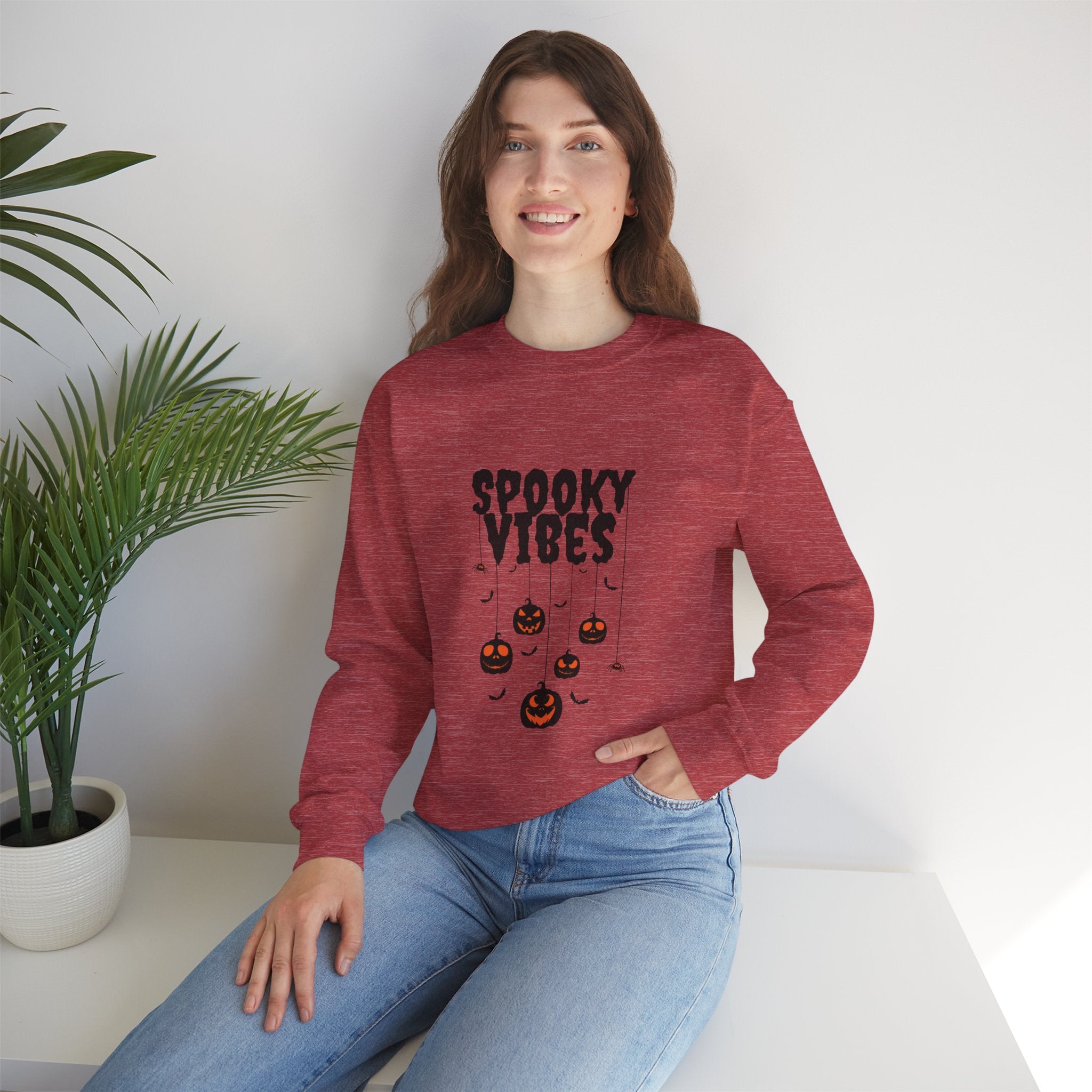 Leafen Spooky Vibes Unisex Garment-Dyed T-Shirt – 100% Ring-Spun Cotton, Soft Relaxed Fit Crewneck Tee for Men & Women