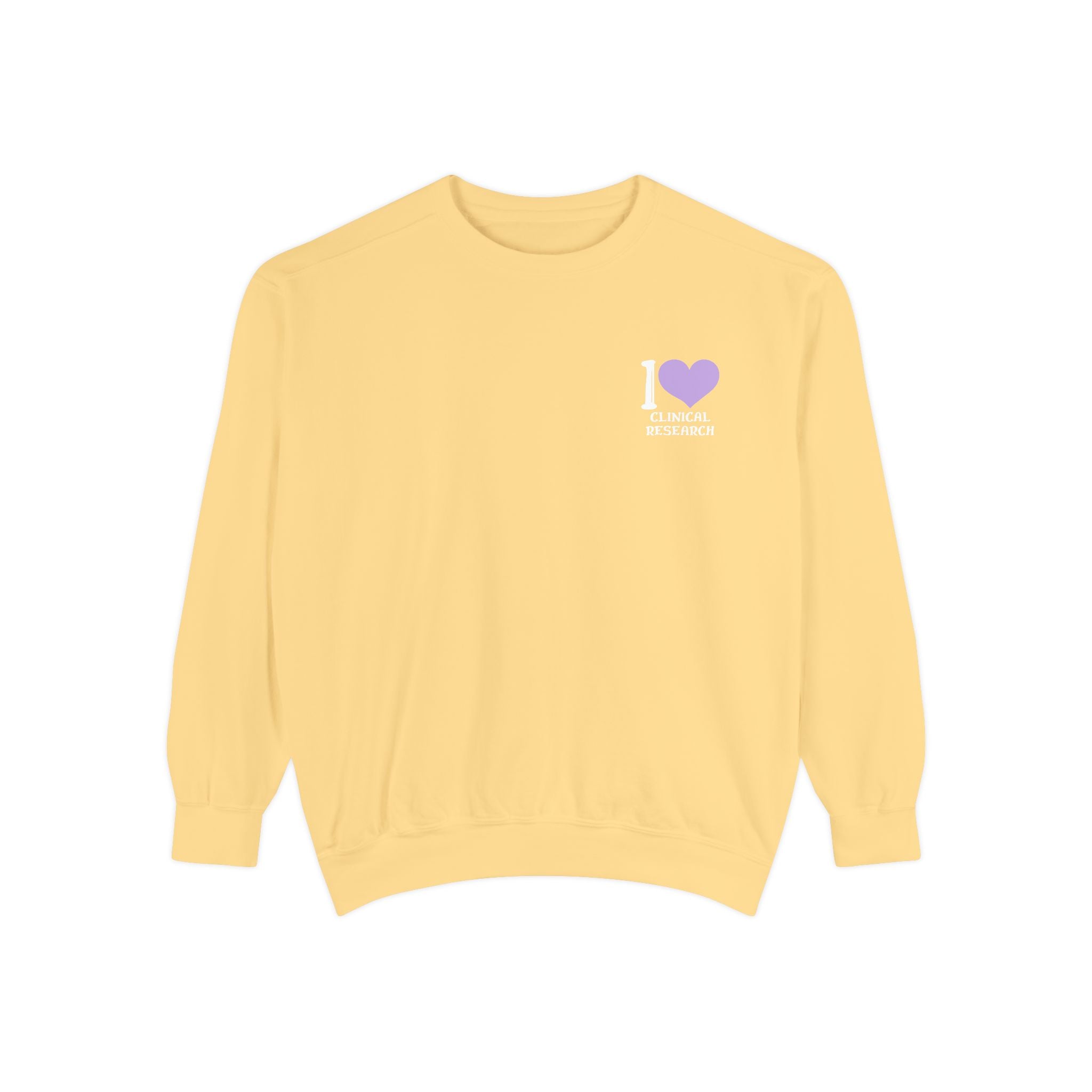 Leafen I Love Research Unisex Garment-Dyed Sweatshirt, Cozy Pullover Sweatshirt, Casual Streetwear, Gift for Her