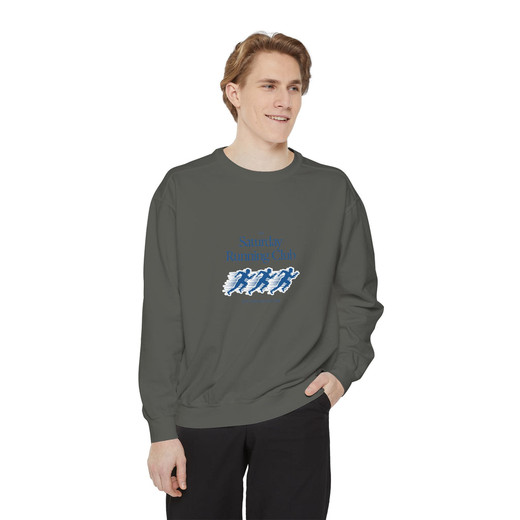 Running Club Unisex Garment-Dyed Sweatshirt, Cozy Pullover Sweatshirt, Casual Streetwear, Gift for Her