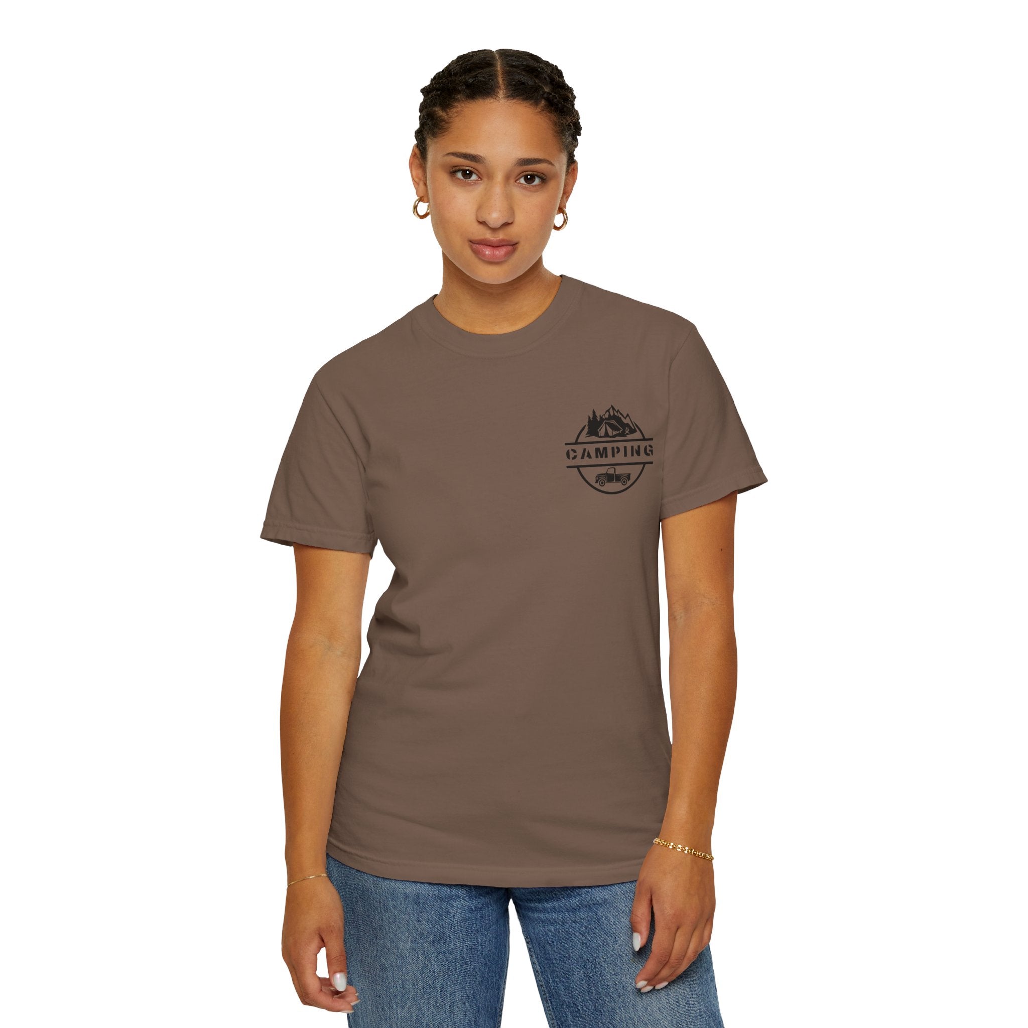 Leafen Camping Unisex Garment-Dyed T-shirt, Casual Wear, Summer Vibe, Gift for Friends, Relaxed Everyday Style
