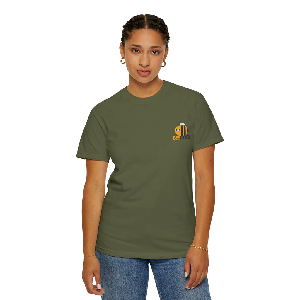 Leafen Bee Cool Unisex Garment-Dyed T-shirt, Casual Wear, Summer Vibe, Gift for Friends, Relaxed Everyday Style