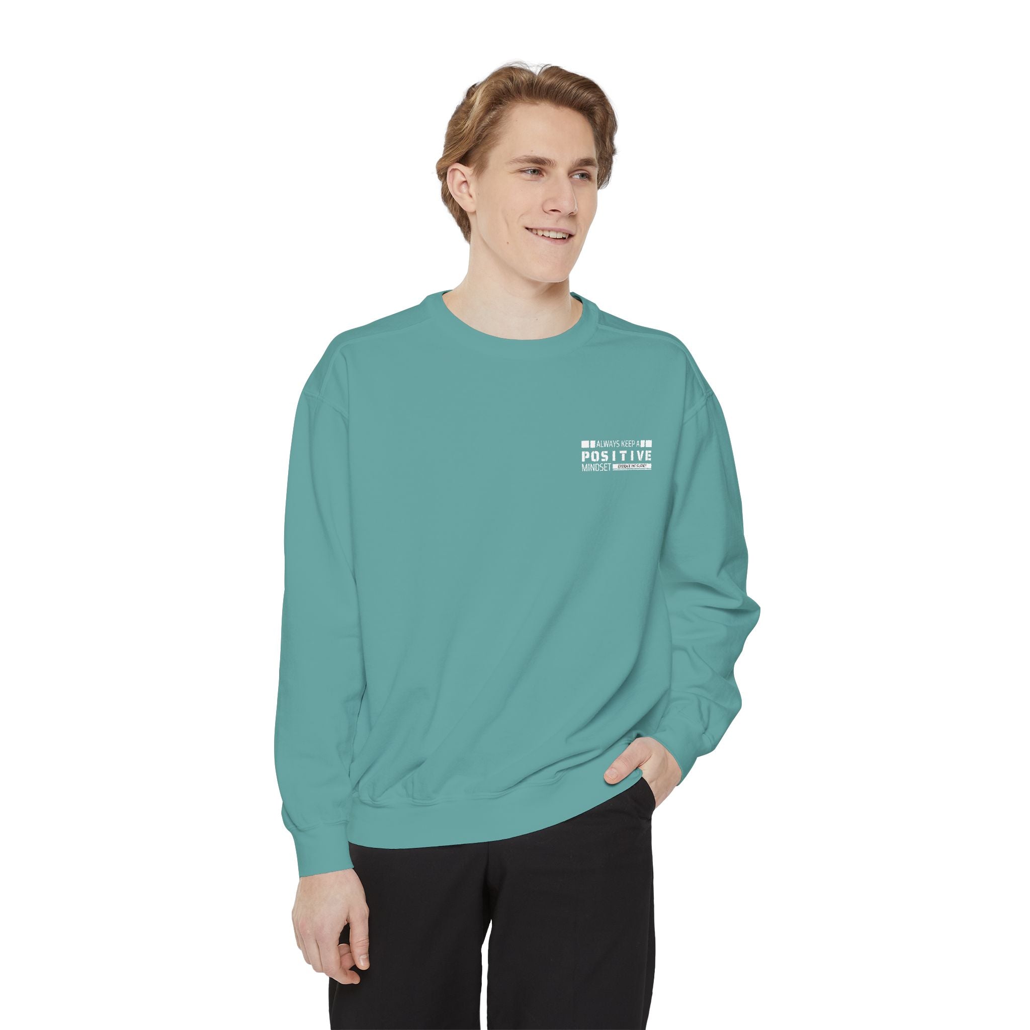 Leafen Positive Vibes Unisex Sweatshirt, Casual Crewneck, Gift for Friends, Motivational Apparel, Everyday Comfort Wear