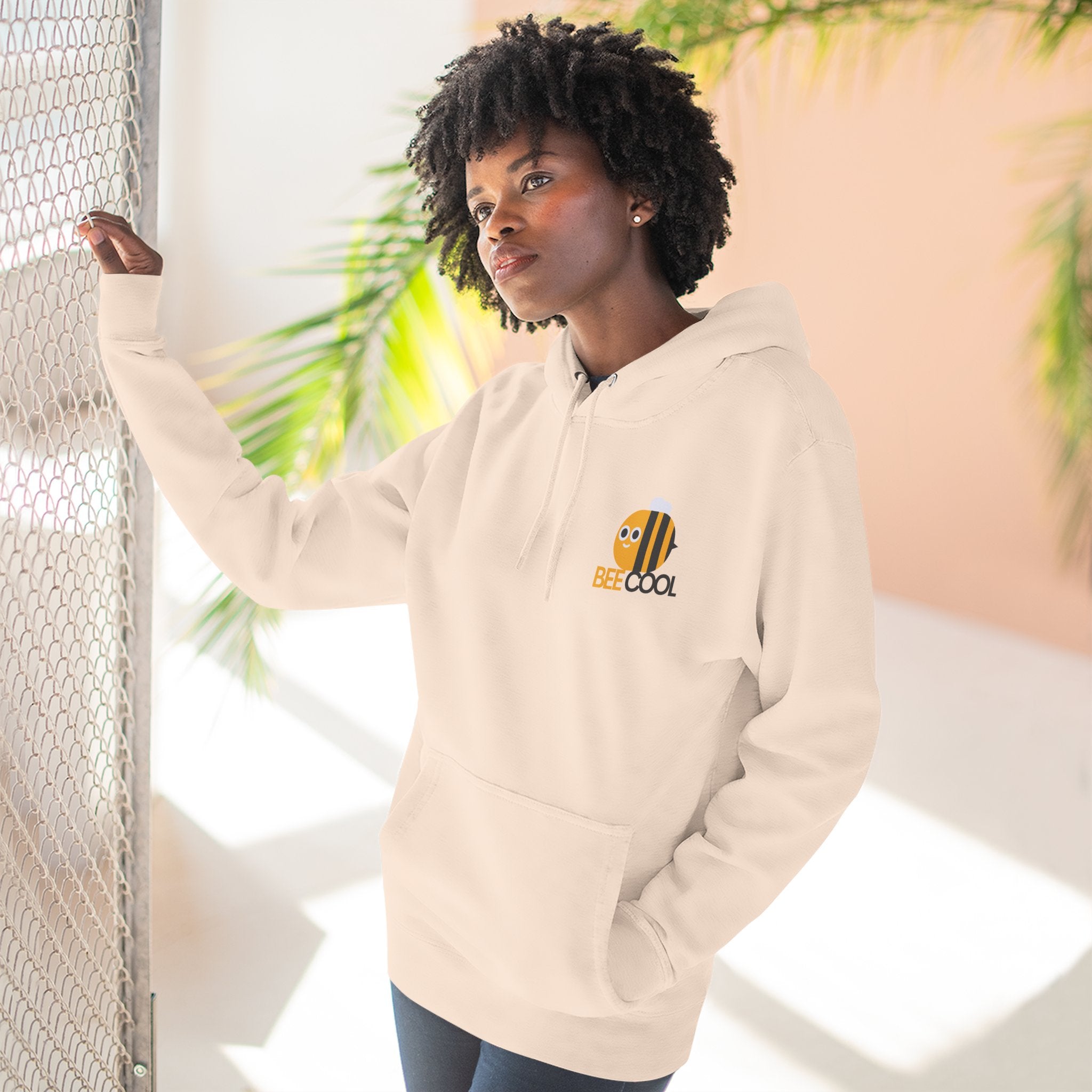 Leafen Bee Cool Fleece Hoodie - Fall Design, Cozy Sweatshirt, Perfect for cool weather, Fall Fashion, Gift Idea