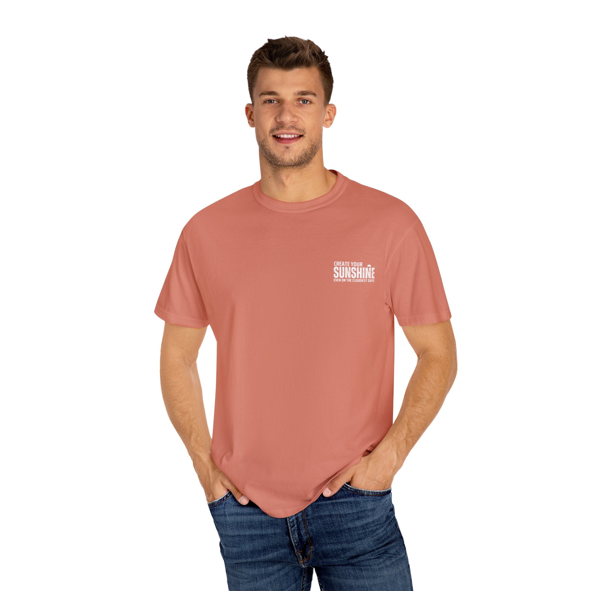 Leafen Create Sunshine Unisex Garment-Dyed T-shirt, Casual Wear, Summer Vibe, Gift for Friends, Relaxed Everyday Style
