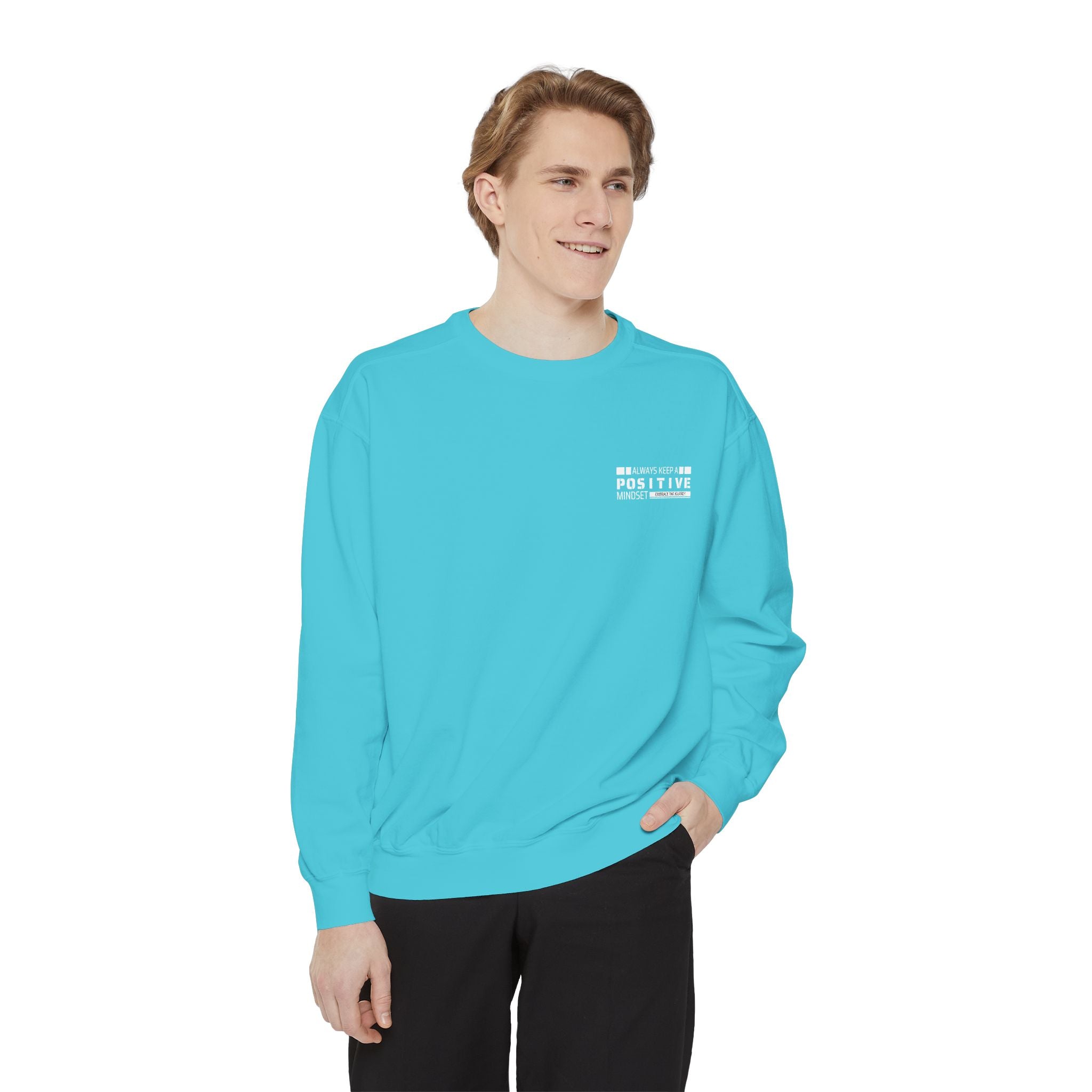 Leafen Positive Vibes Unisex Sweatshirt, Casual Crewneck, Gift for Friends, Motivational Apparel, Everyday Comfort Wear