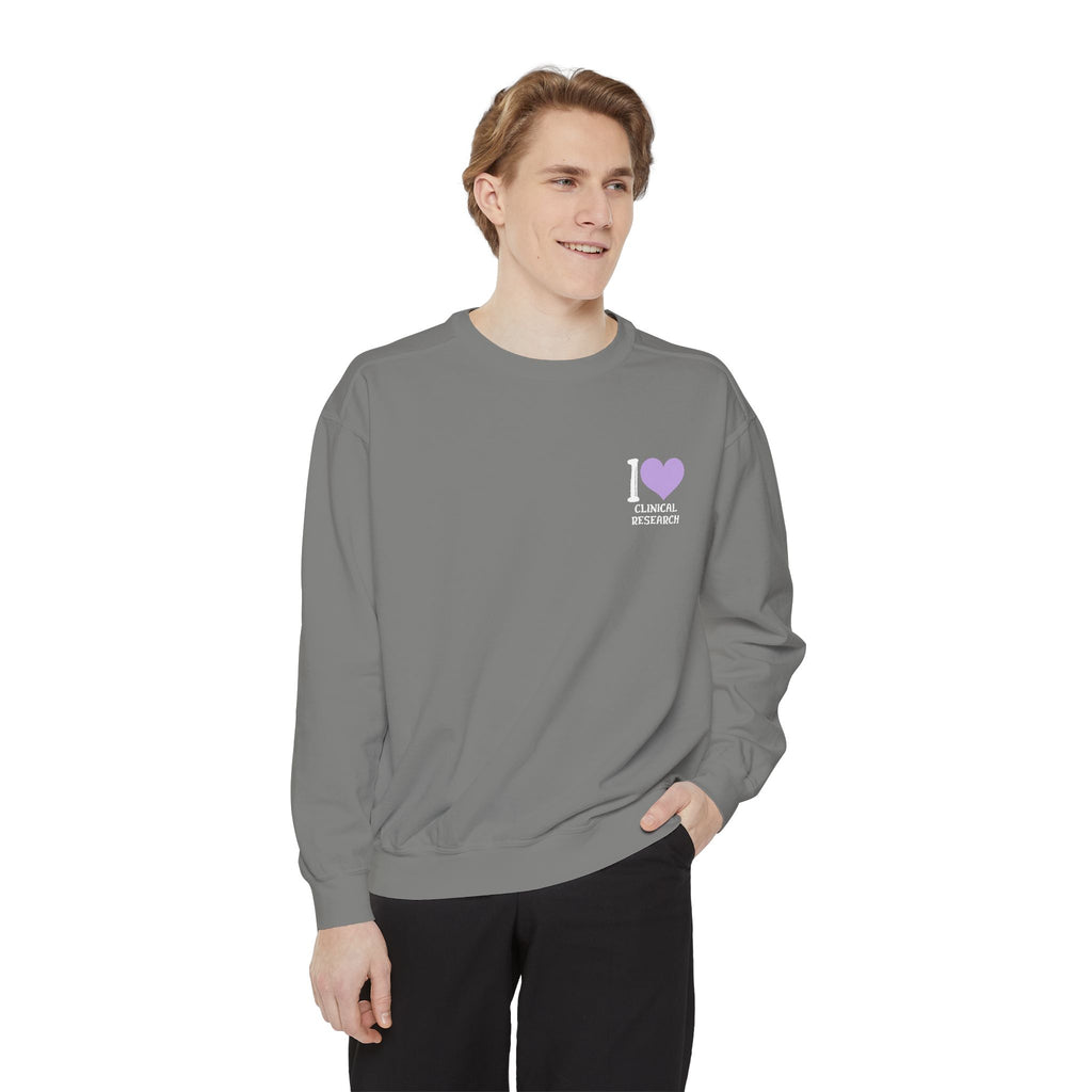 Leafen I Love Research Unisex Garment-Dyed Sweatshirt, Cozy Pullover Sweatshirt, Casual Streetwear, Gift for Her