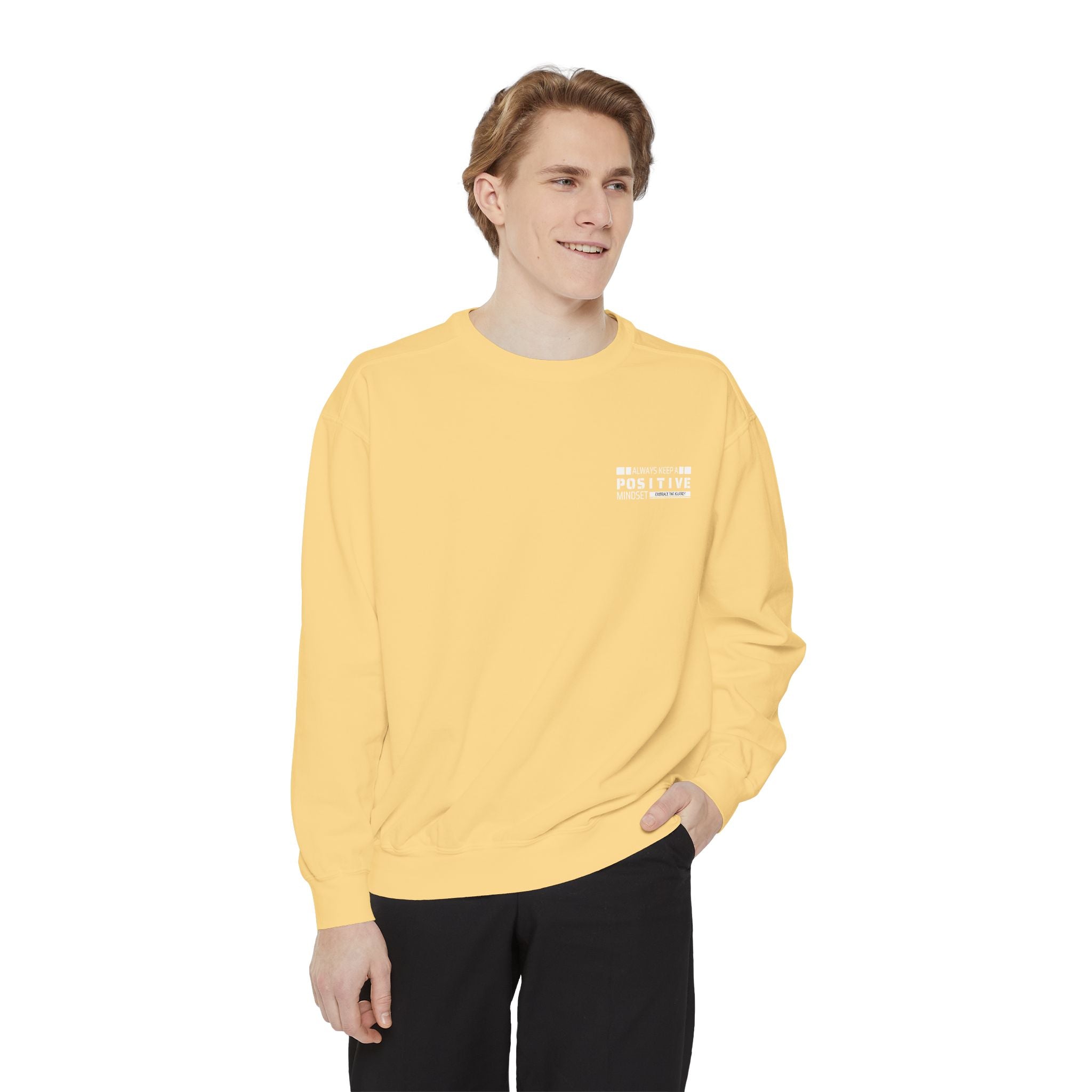 Leafen Positive Vibes Unisex Sweatshirt, Casual Crewneck, Gift for Friends, Motivational Apparel, Everyday Comfort Wear