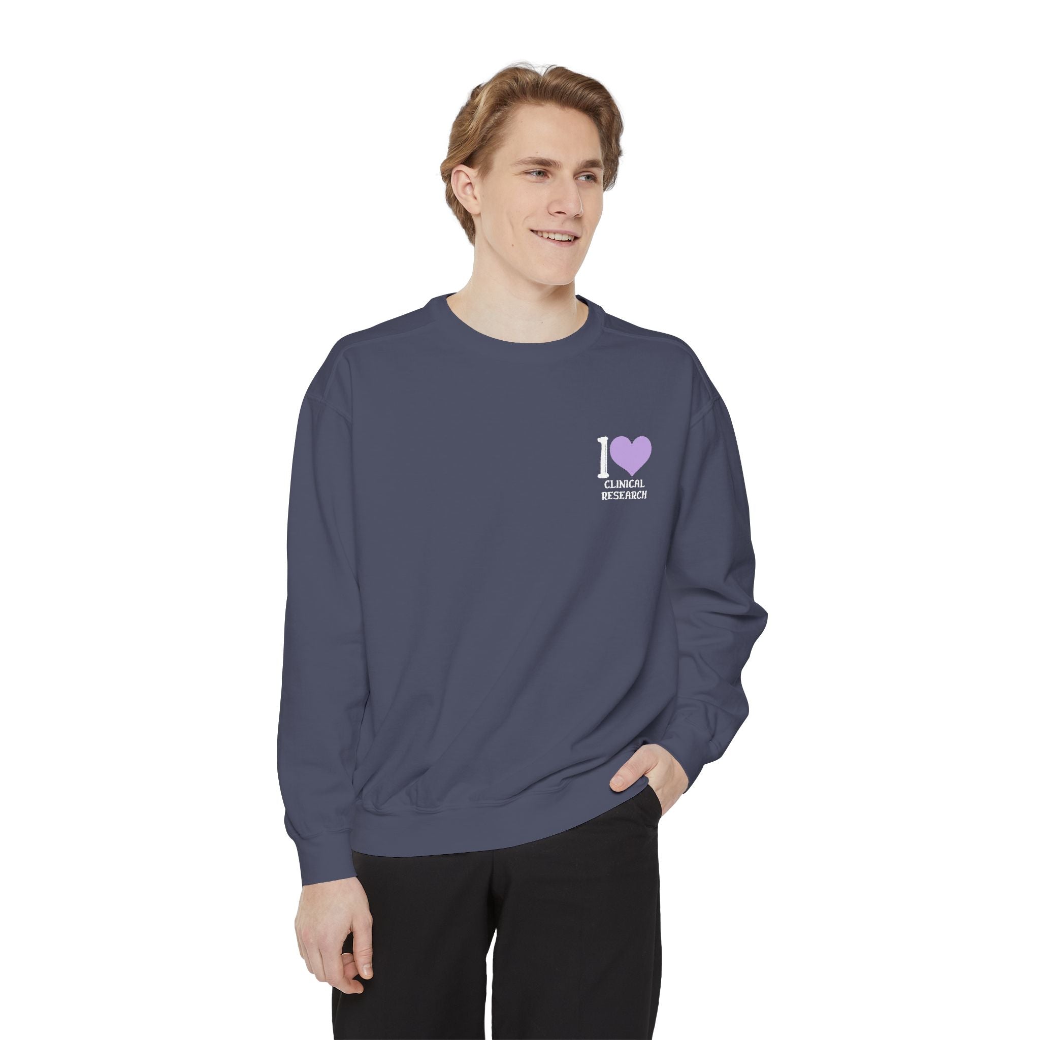 Leafen I Love Research Unisex Garment-Dyed Sweatshirt, Cozy Pullover Sweatshirt, Casual Streetwear, Gift for Her