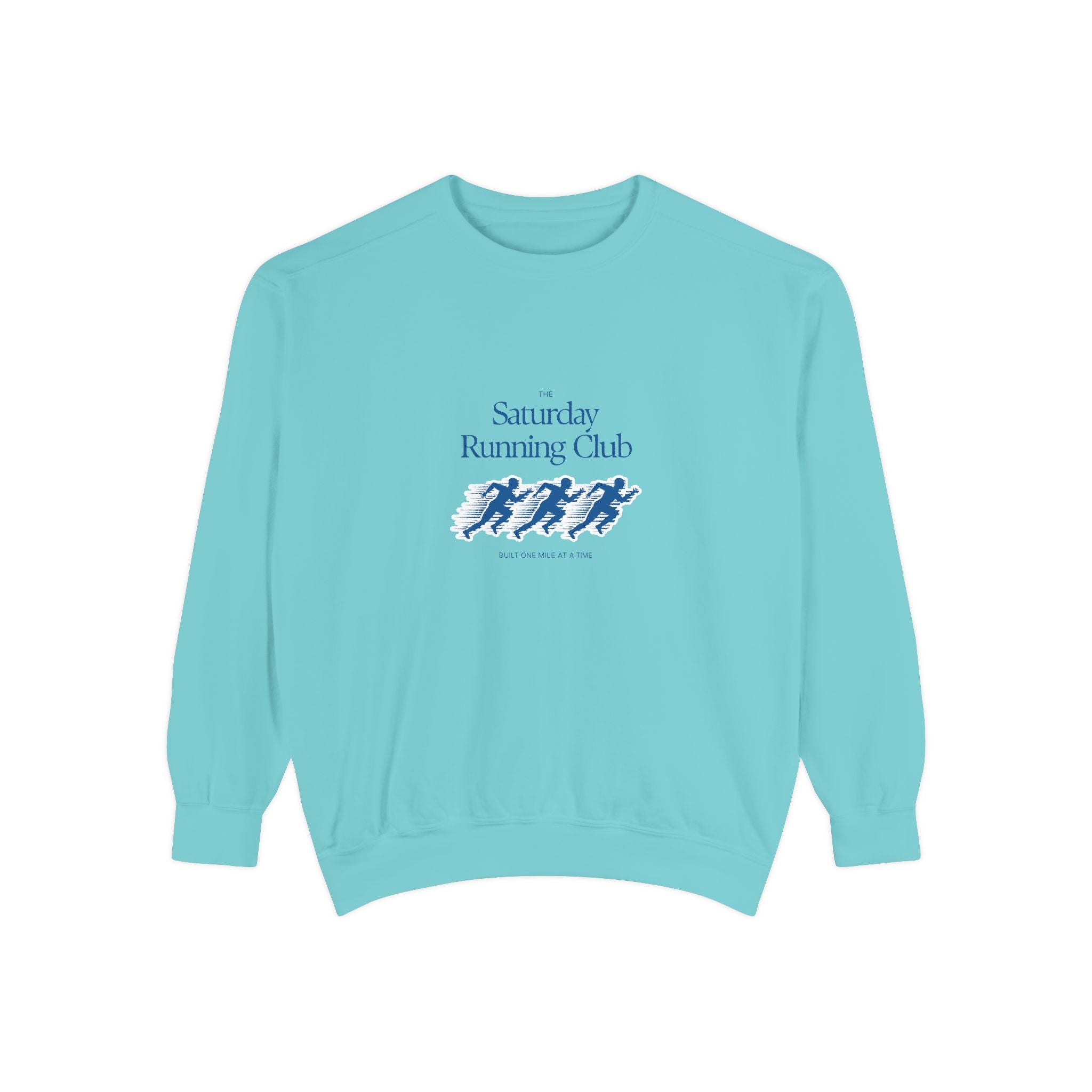 Running Club Unisex Garment-Dyed Sweatshirt, Cozy Pullover Sweatshirt, Casual Streetwear, Gift for Her