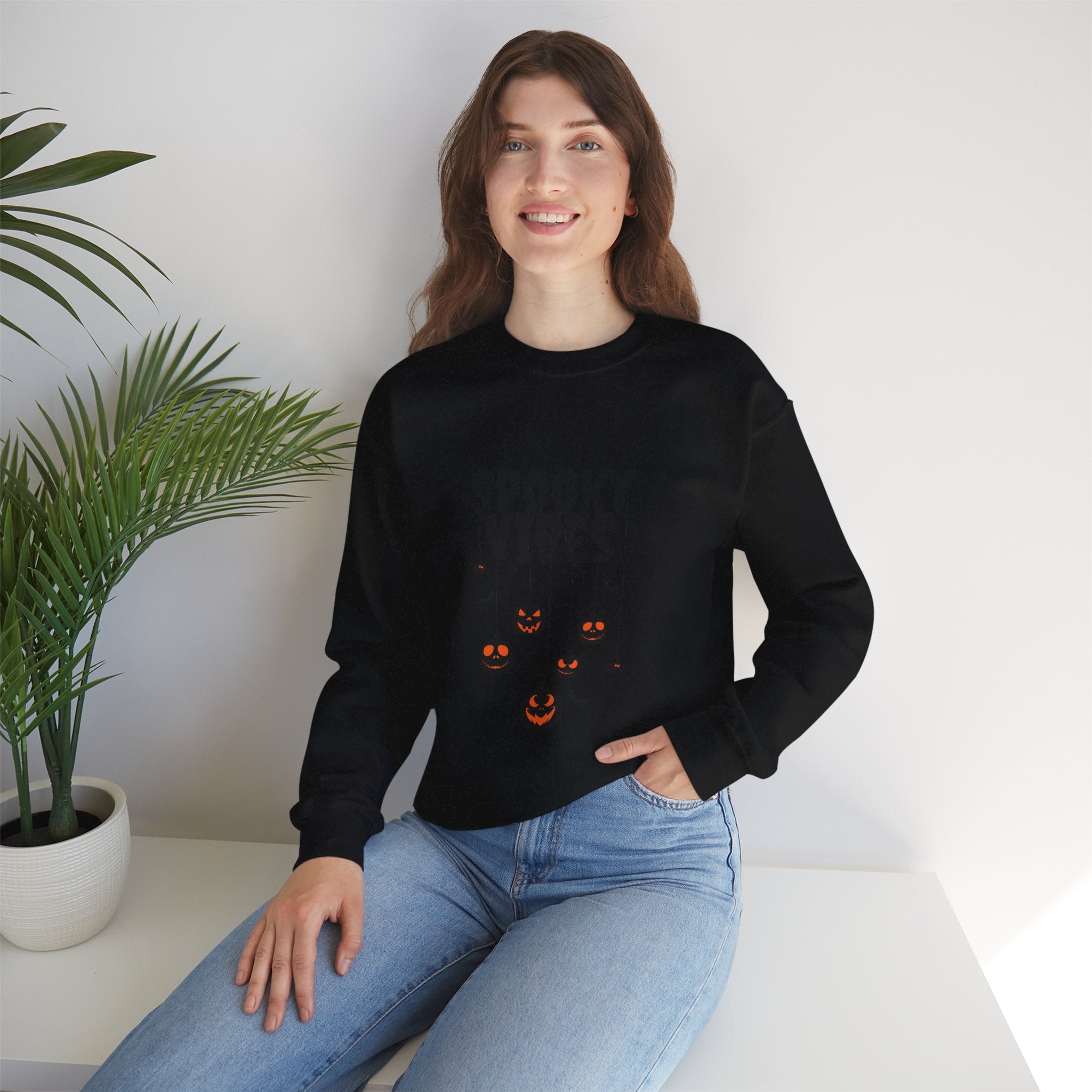 Leafen Spooky Vibes Unisex Garment-Dyed T-Shirt – 100% Ring-Spun Cotton, Soft Relaxed Fit Crewneck Tee for Men & Women