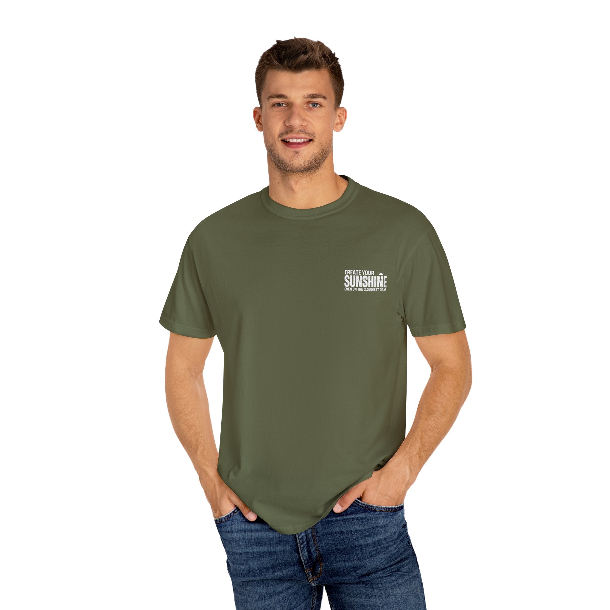 Leafen Create Sunshine Unisex Garment-Dyed T-shirt, Casual Wear, Summer Vibe, Gift for Friends, Relaxed Everyday Style