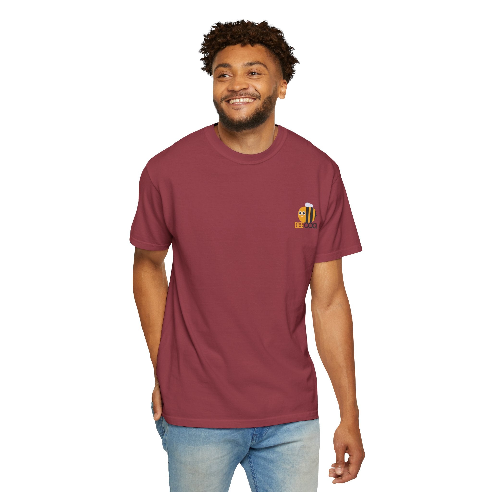 Leafen Bee Cool Unisex Garment-Dyed T-shirt, Casual Wear, Summer Vibe, Gift for Friends, Relaxed Everyday Style