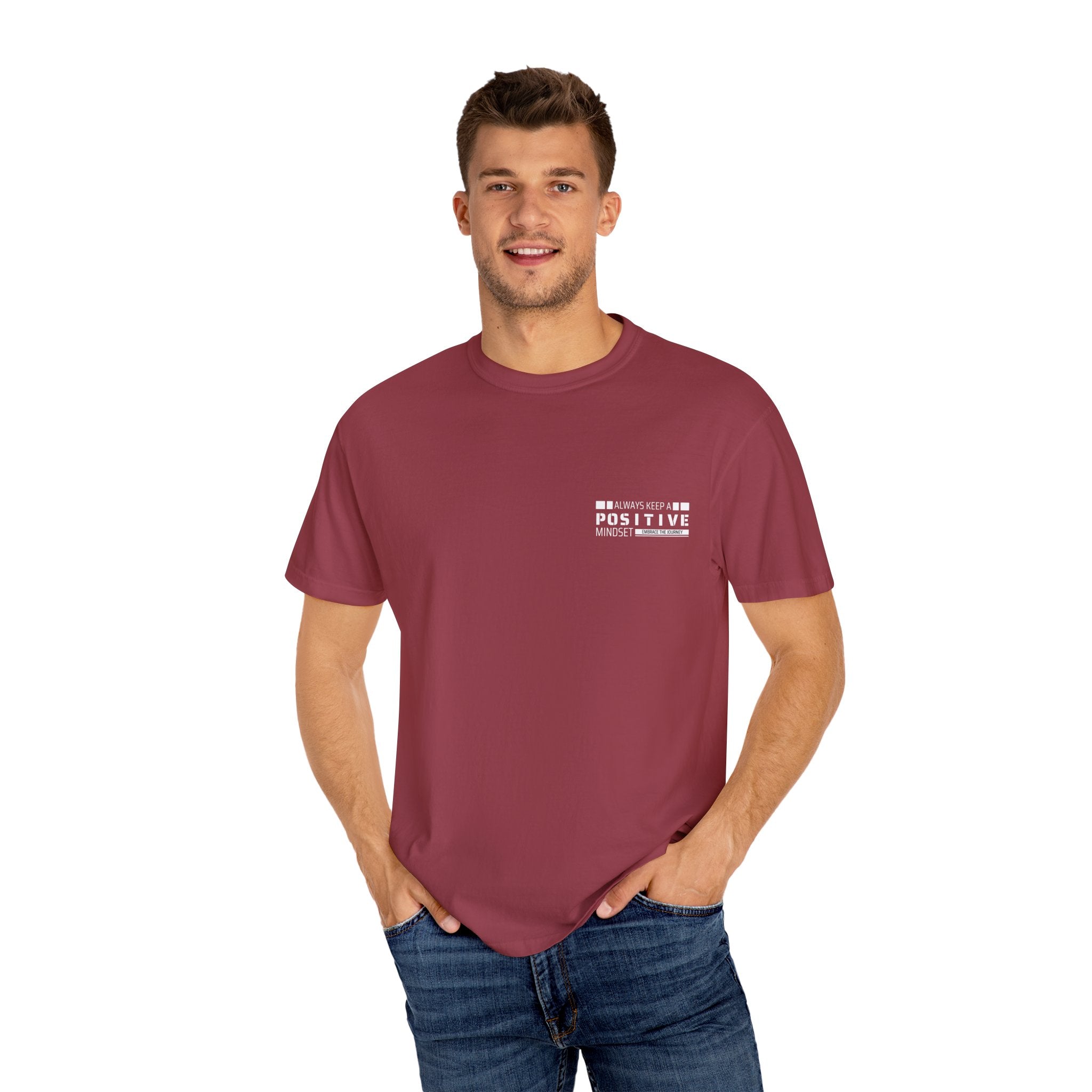 Leafen Positive Vibe Unisex Garment-Dyed T-shirt, Casual Wear, Summer Vibe, Gift for Friends, Relaxed Everyday Style