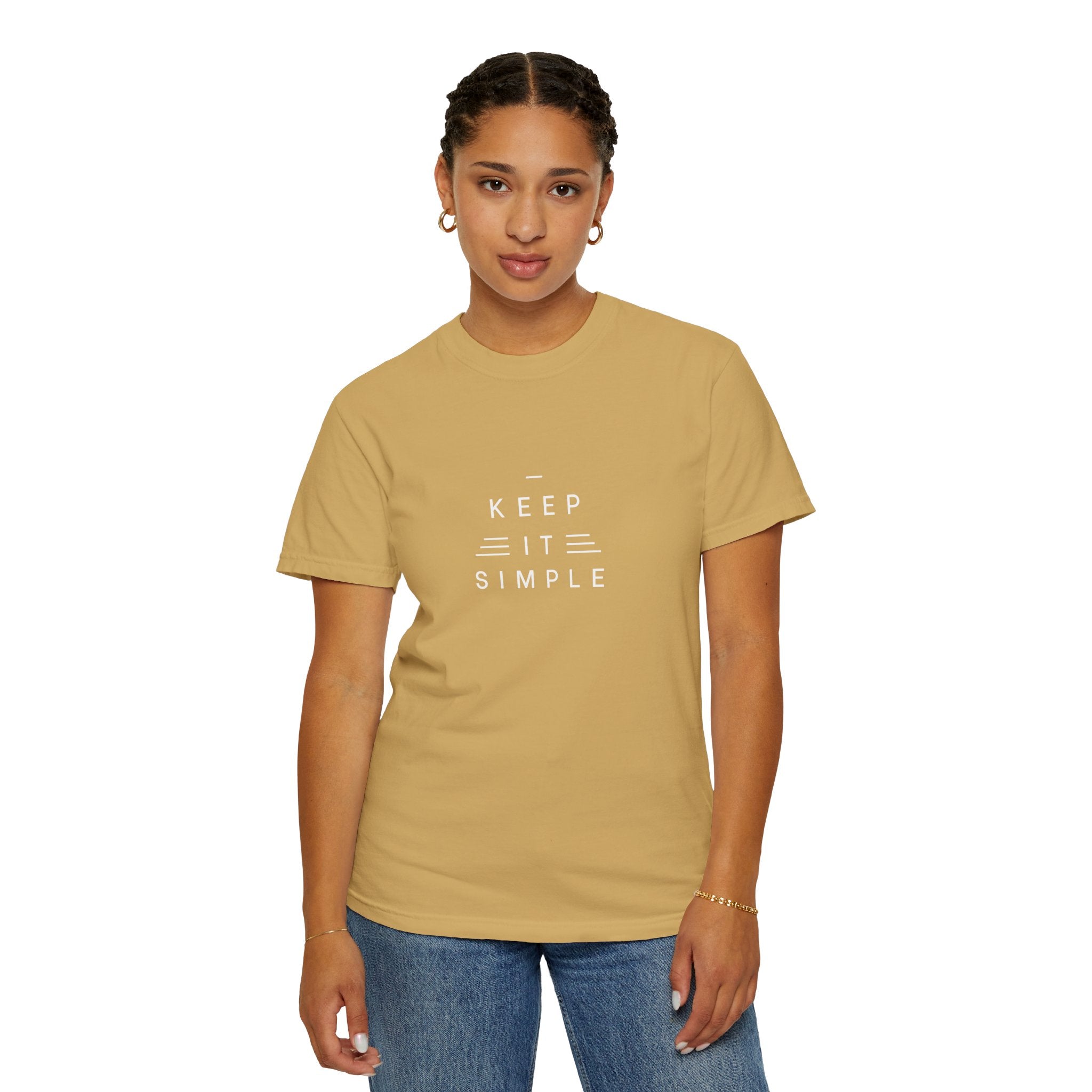Leafen Keep it Simple Unisex Garment-Dyed T-shirt, Casual Wear, Summer Vibe, Gift for Friends, Relaxed Everyday Style