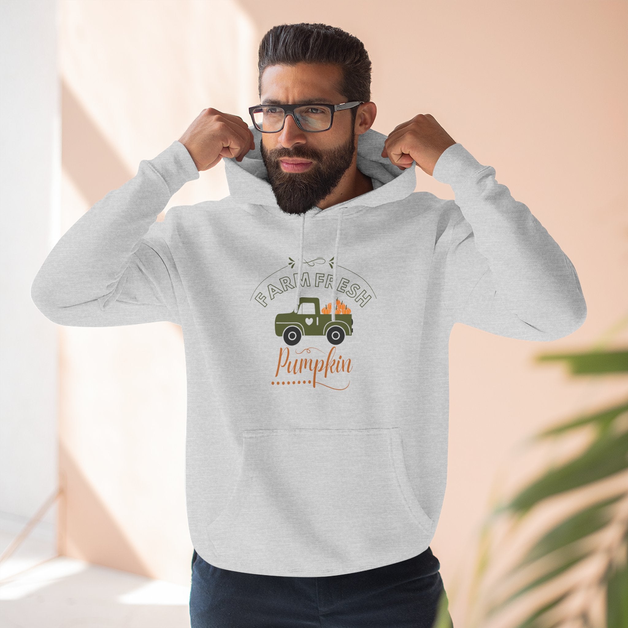 Leafen Autumn Fleece Hoodie - Peace, Love, Fall Design, Cozy Sweatshirt, Perfect for Thanksgiving, Fall Fashion, Gift Idea
