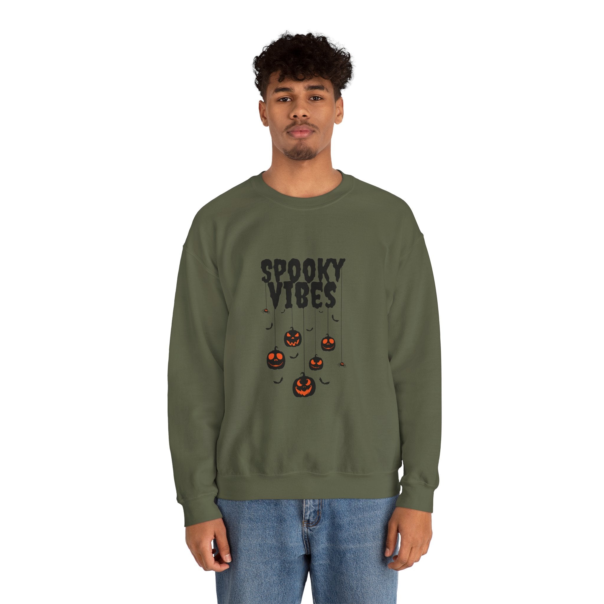Leafen Spooky Vibes Unisex Garment-Dyed T-Shirt – 100% Ring-Spun Cotton, Soft Relaxed Fit Crewneck Tee for Men & Women