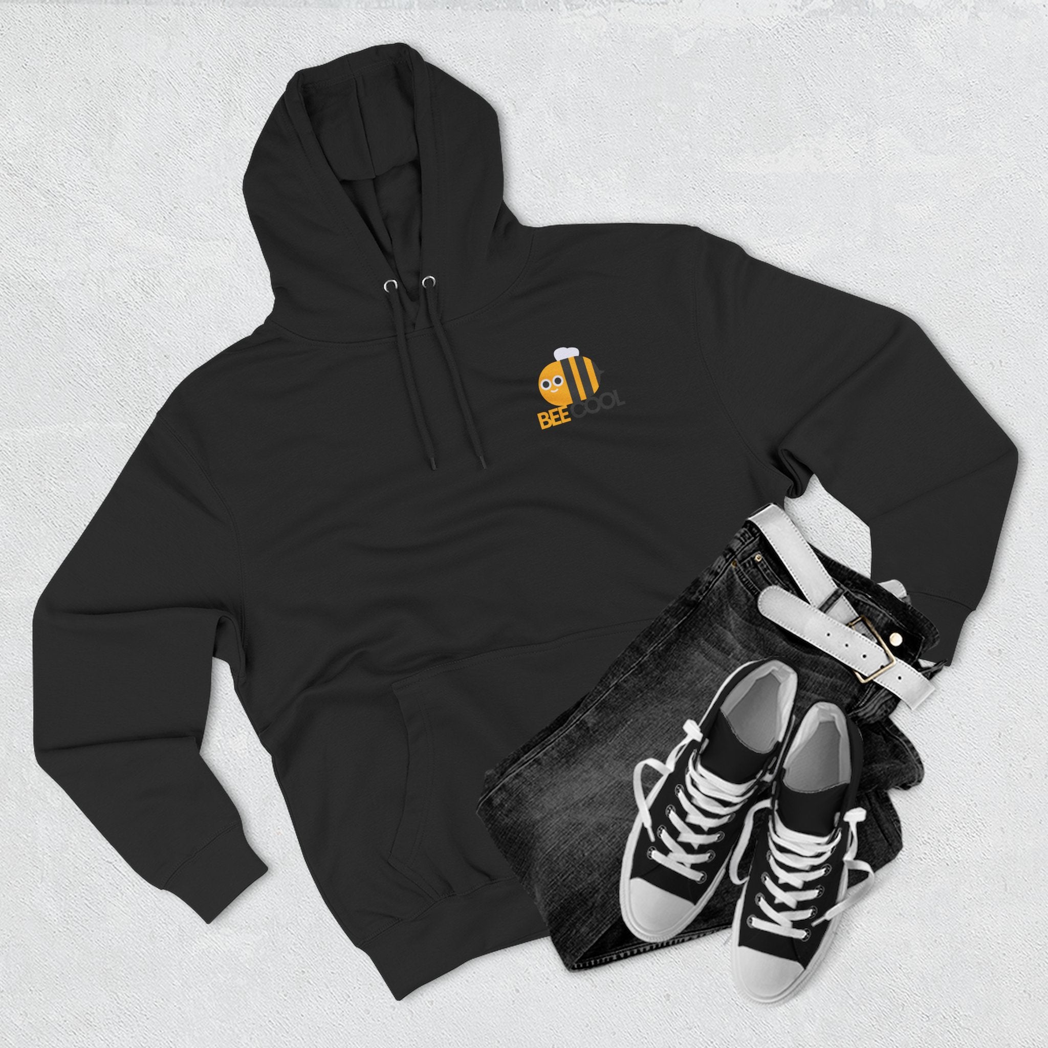 Leafen Bee Cool Fleece Hoodie - Fall Design, Cozy Sweatshirt, Perfect for cool weather, Fall Fashion, Gift Idea