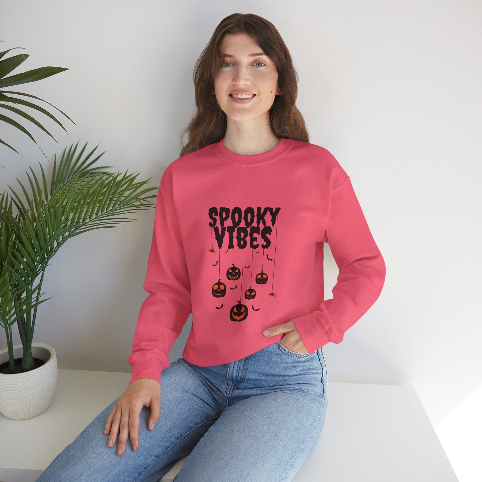 Leafen Spooky Vibes Unisex Garment-Dyed T-Shirt – 100% Ring-Spun Cotton, Soft Relaxed Fit Crewneck Tee for Men & Women