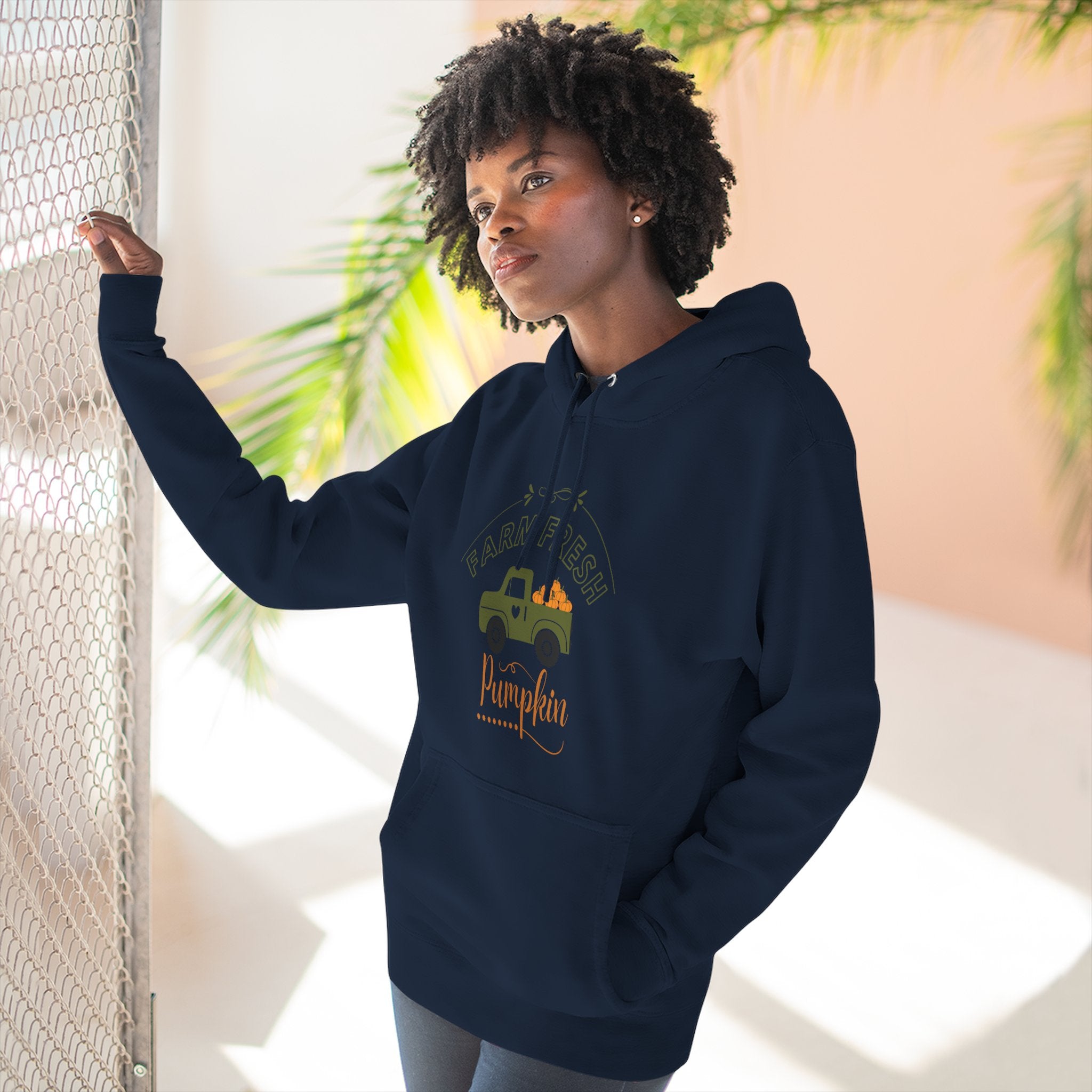 Leafen Autumn Fleece Hoodie - Peace, Love, Fall Design, Cozy Sweatshirt, Perfect for Thanksgiving, Fall Fashion, Gift Idea