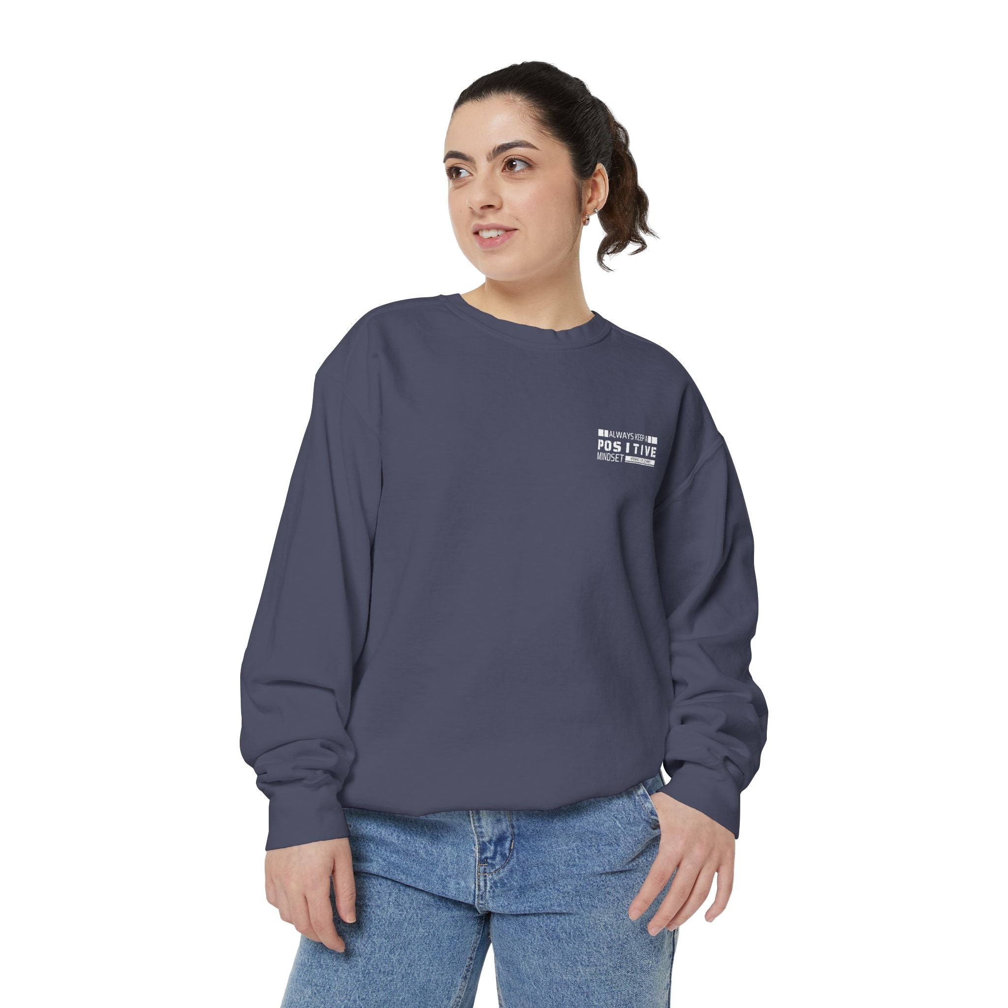 Leafen Positive Vibes Unisex Sweatshirt, Casual Crewneck, Gift for Friends, Motivational Apparel, Everyday Comfort Wear