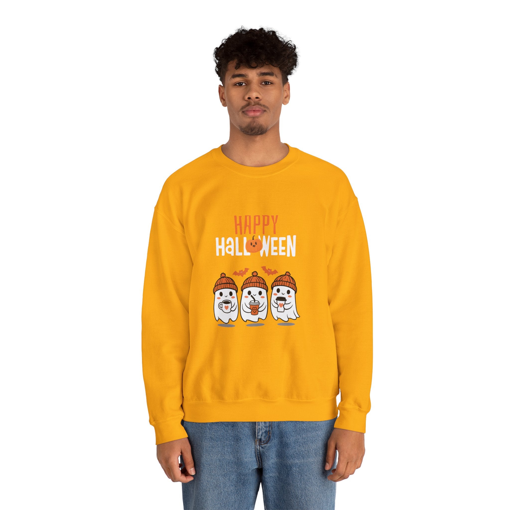 Leafen Happy Halloween Sweatshirt, Cozy Crewneck, Unisex Gift, Perfect for Halloween, Casual Wear