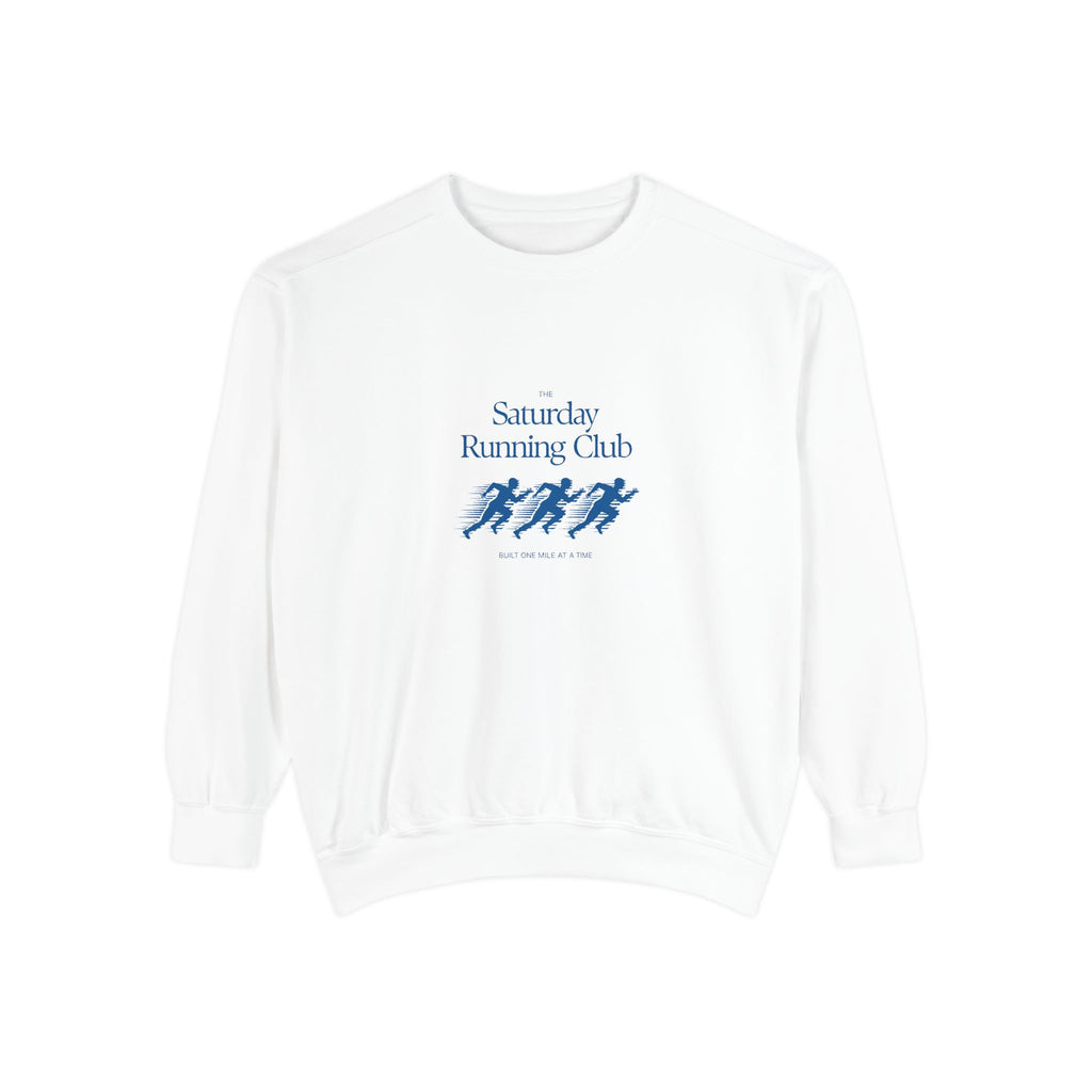 Running Club Unisex Garment-Dyed Sweatshirt, Cozy Pullover Sweatshirt, Casual Streetwear, Gift for Her