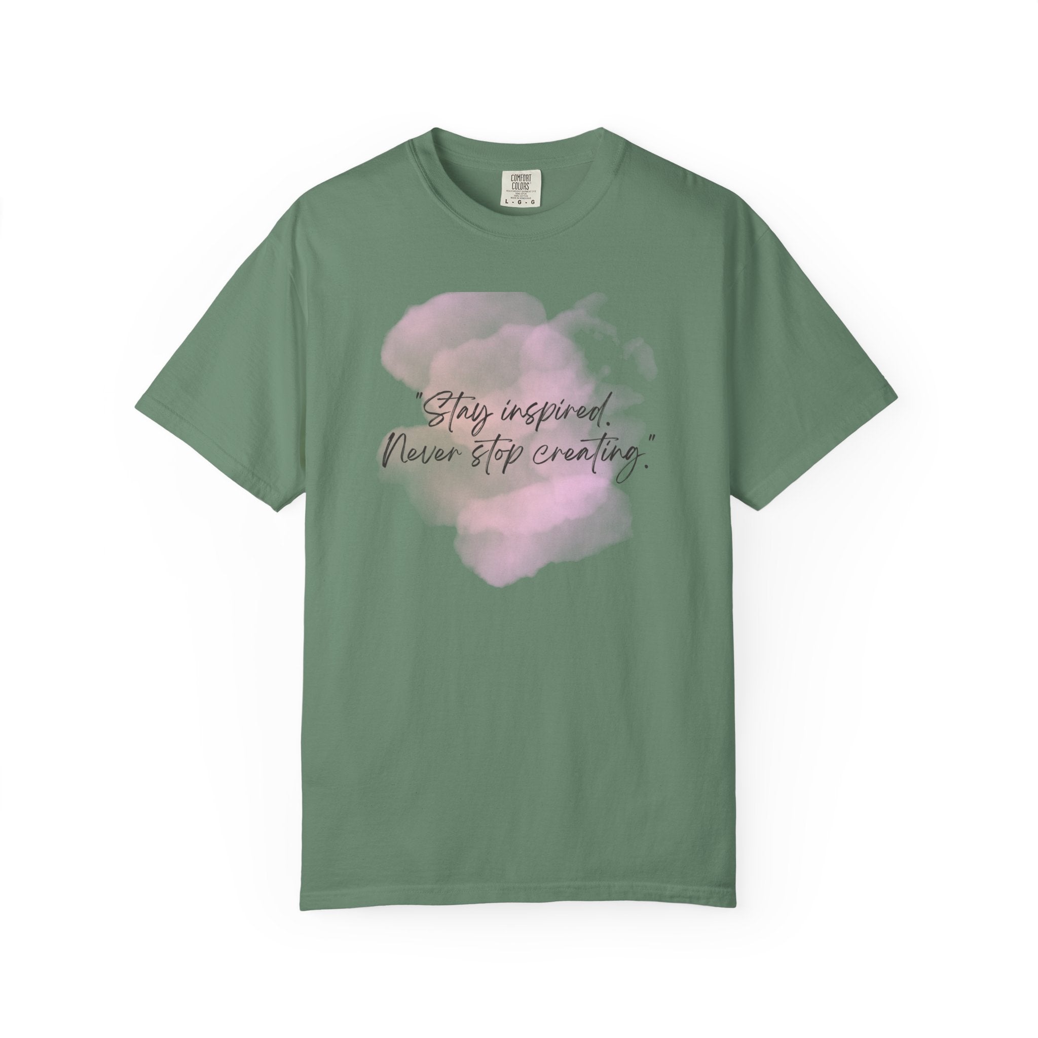 Leafen Stay Inspired Unisex Garment-Dyed T-shirt, Casual Wear, Summer Vibe, Gift for Friends, Relaxed Everyday Style