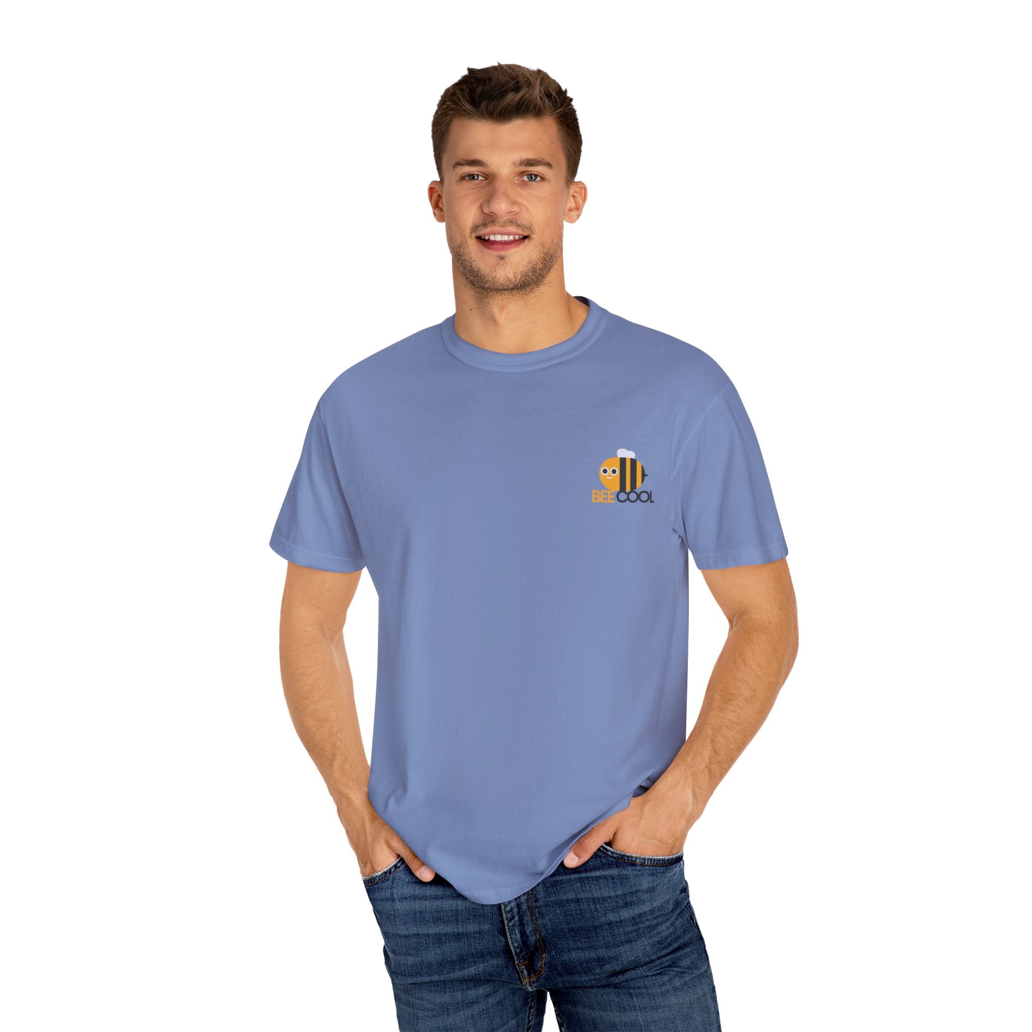 Leafen Bee Cool Unisex Garment-Dyed T-shirt, Casual Wear, Summer Vibe, Gift for Friends, Relaxed Everyday Style