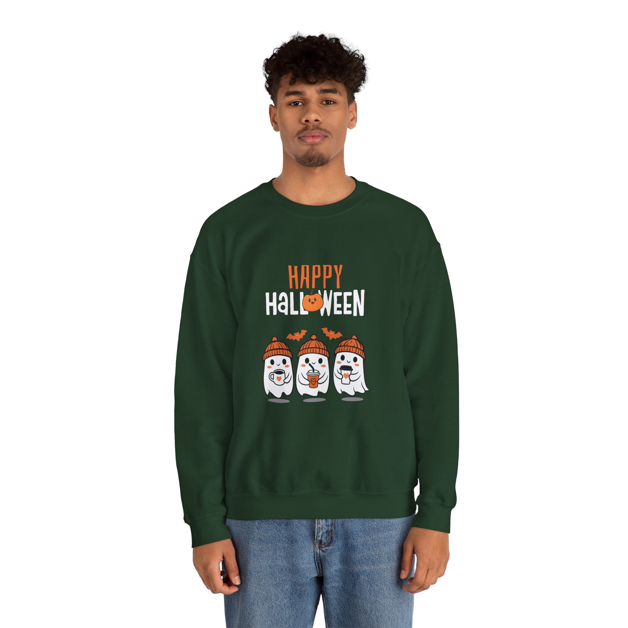 Leafen Happy Halloween Sweatshirt, Cozy Crewneck, Unisex Gift, Perfect for Halloween, Casual Wear