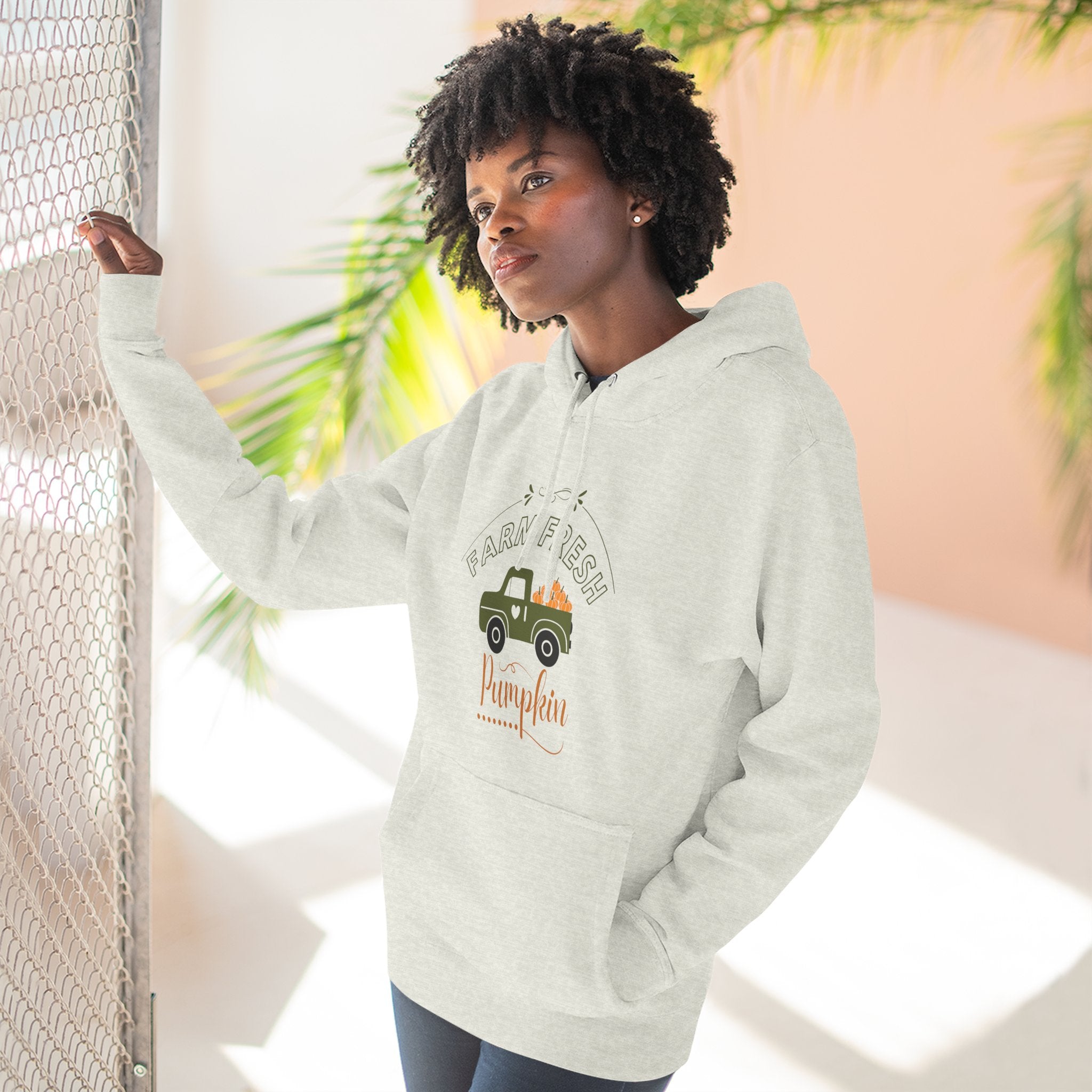 Leafen Autumn Fleece Hoodie - Peace, Love, Fall Design, Cozy Sweatshirt, Perfect for Thanksgiving, Fall Fashion, Gift Idea