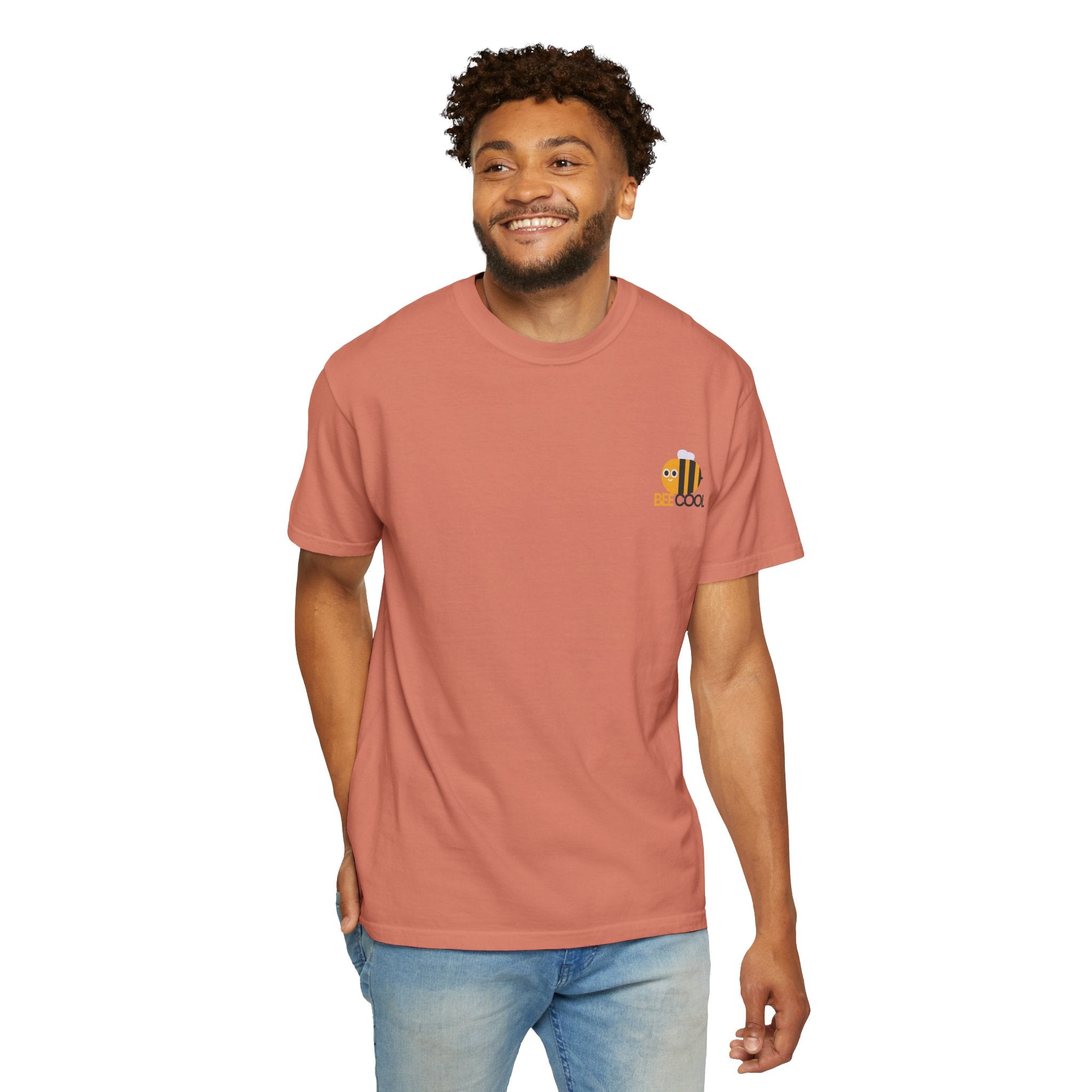 Leafen Bee Cool Unisex Garment-Dyed T-shirt, Casual Wear, Summer Vibe, Gift for Friends, Relaxed Everyday Style
