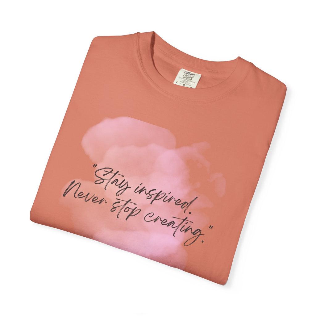 Leafen Stay Inspired Unisex Garment-Dyed T-shirt, Casual Wear, Summer Vibe, Gift for Friends, Relaxed Everyday Style