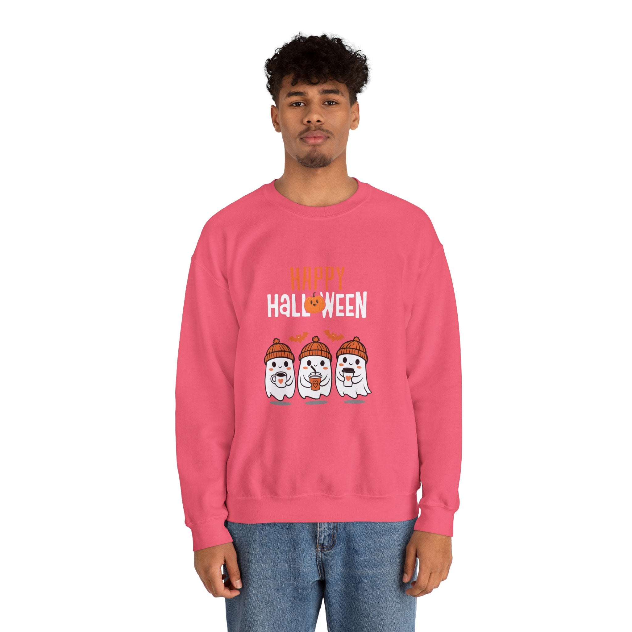 Leafen Happy Halloween Sweatshirt, Cozy Crewneck, Unisex Gift, Perfect for Halloween, Casual Wear