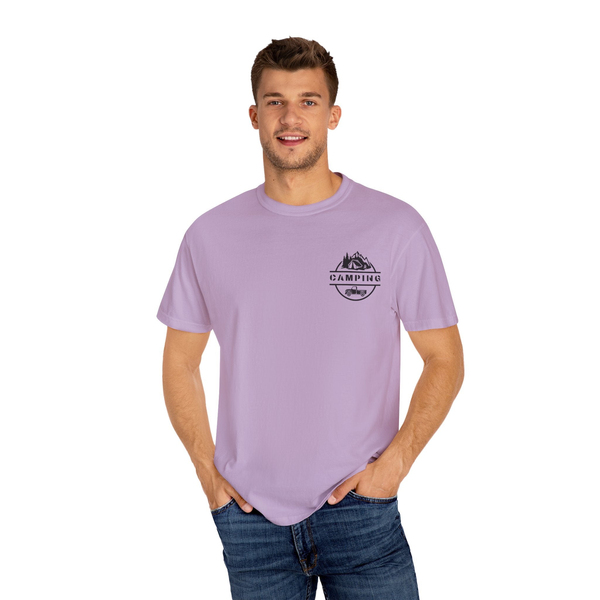 Leafen Camping Unisex Garment-Dyed T-shirt, Casual Wear, Summer Vibe, Gift for Friends, Relaxed Everyday Style