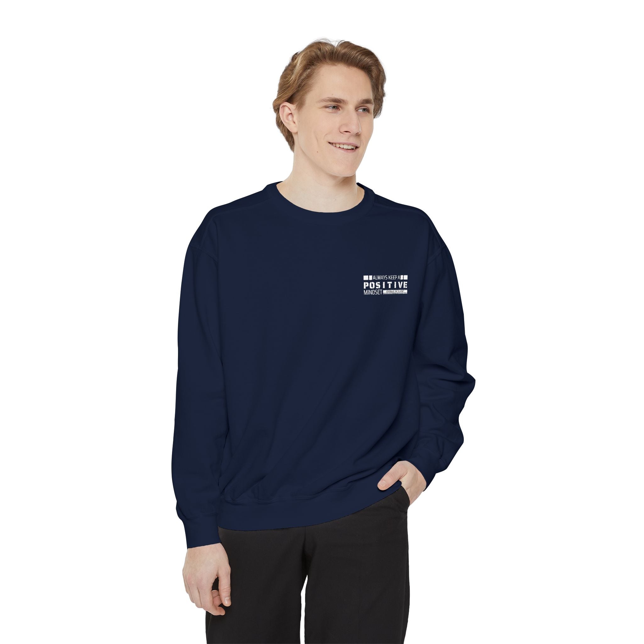 Leafen Positive Vibes Unisex Sweatshirt, Casual Crewneck, Gift for Friends, Motivational Apparel, Everyday Comfort Wear