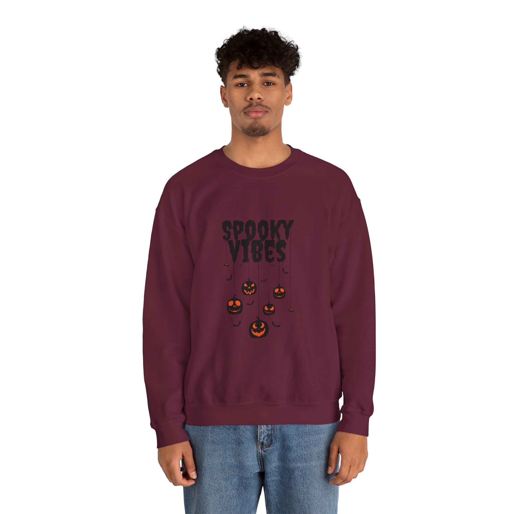 Leafen Spooky Vibes Unisex Garment-Dyed T-Shirt – 100% Ring-Spun Cotton, Soft Relaxed Fit Crewneck Tee for Men & Women