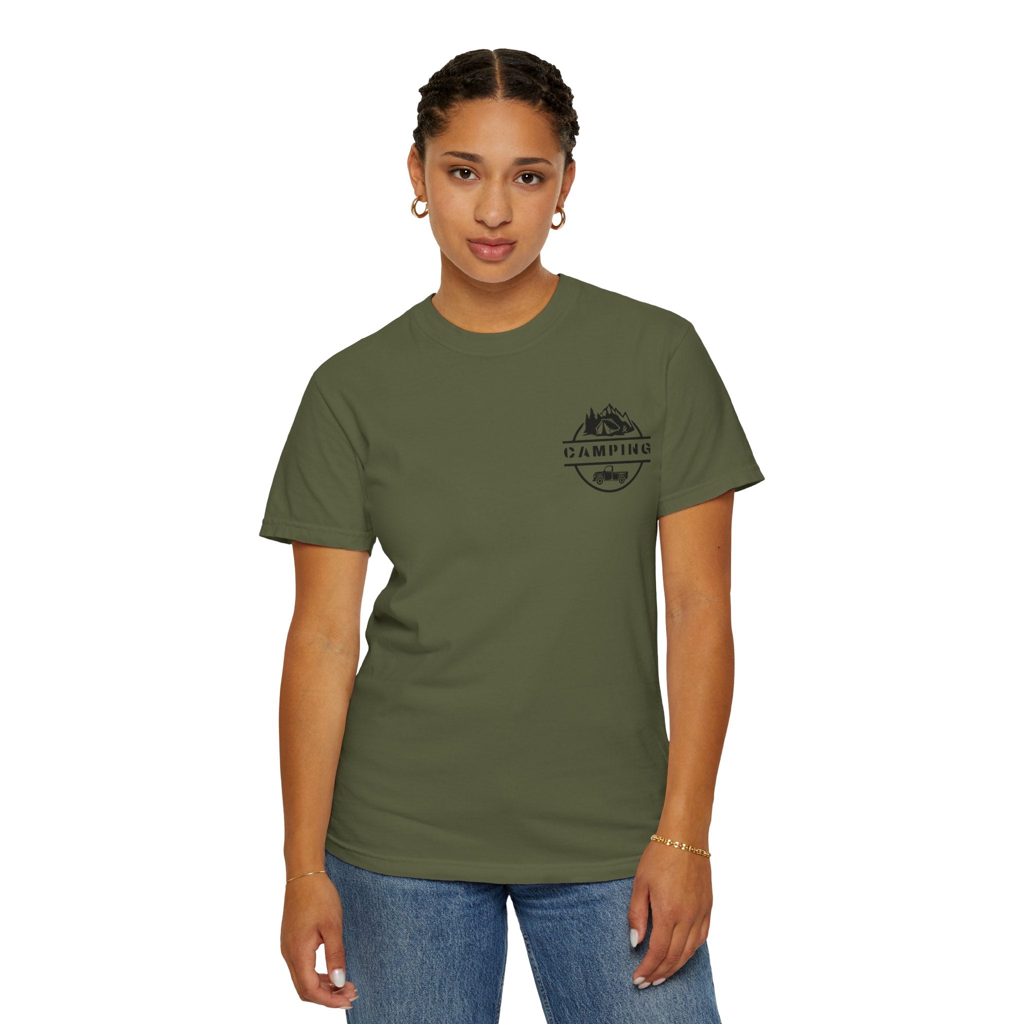 Leafen Camping Unisex Garment-Dyed T-shirt, Casual Wear, Summer Vibe, Gift for Friends, Relaxed Everyday Style