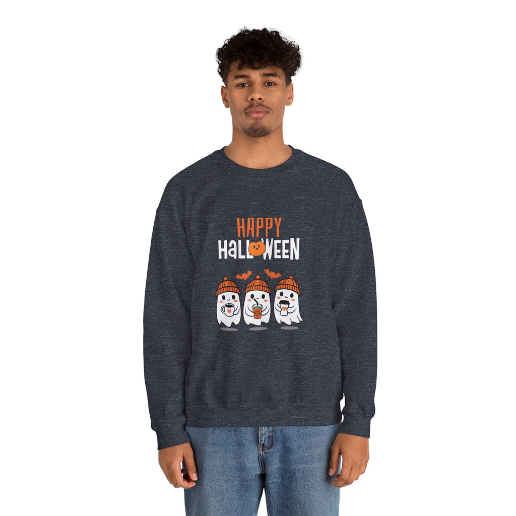 Leafen Happy Halloween Sweatshirt, Cozy Crewneck, Unisex Gift, Perfect for Halloween, Casual Wear