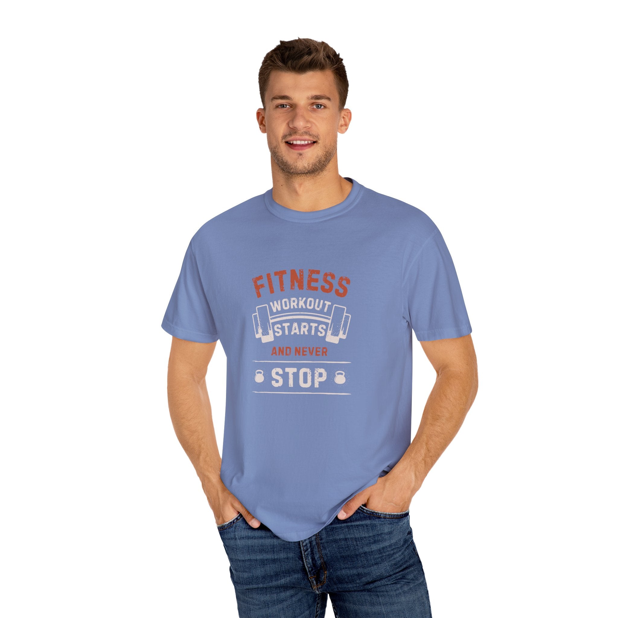 Fitness Workout Unisex Garment-Dyed T-shirt, Casual Wear, Summer Vibe, Gift for Friends, Motivational Relaxed Everyday Style