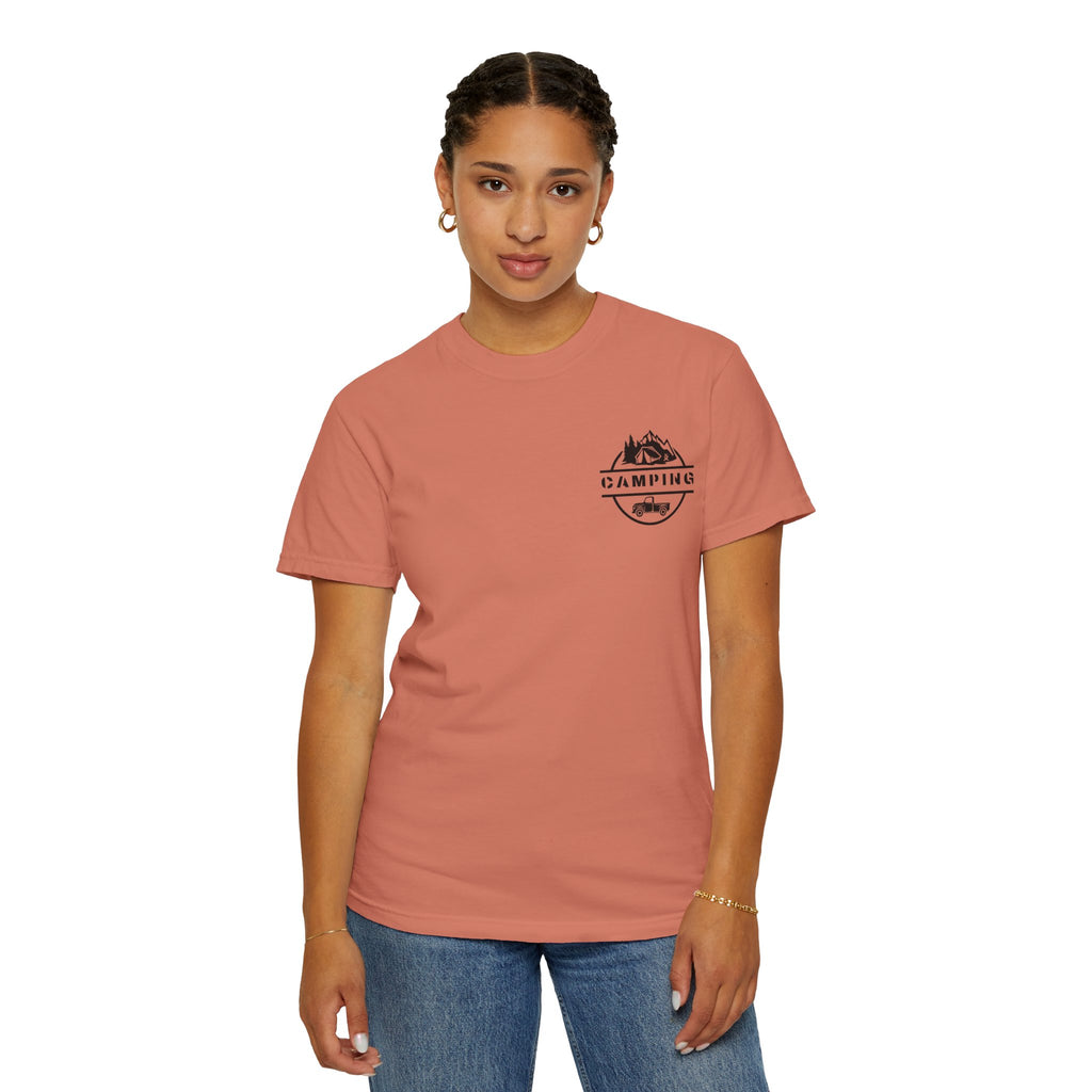 Leafen Camping Unisex Garment-Dyed T-shirt, Casual Wear, Summer Vibe, Gift for Friends, Relaxed Everyday Style