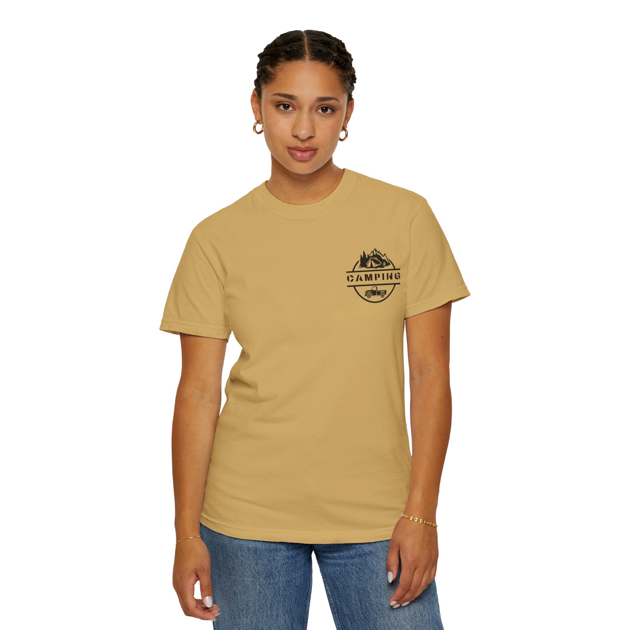 Leafen Camping Unisex Garment-Dyed T-shirt, Casual Wear, Summer Vibe, Gift for Friends, Relaxed Everyday Style