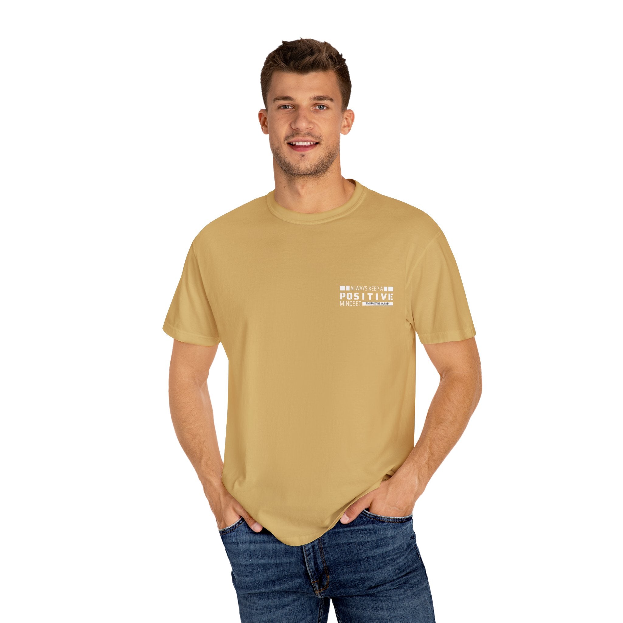 Leafen Positive Vibe Unisex Garment-Dyed T-shirt, Casual Wear, Summer Vibe, Gift for Friends, Relaxed Everyday Style